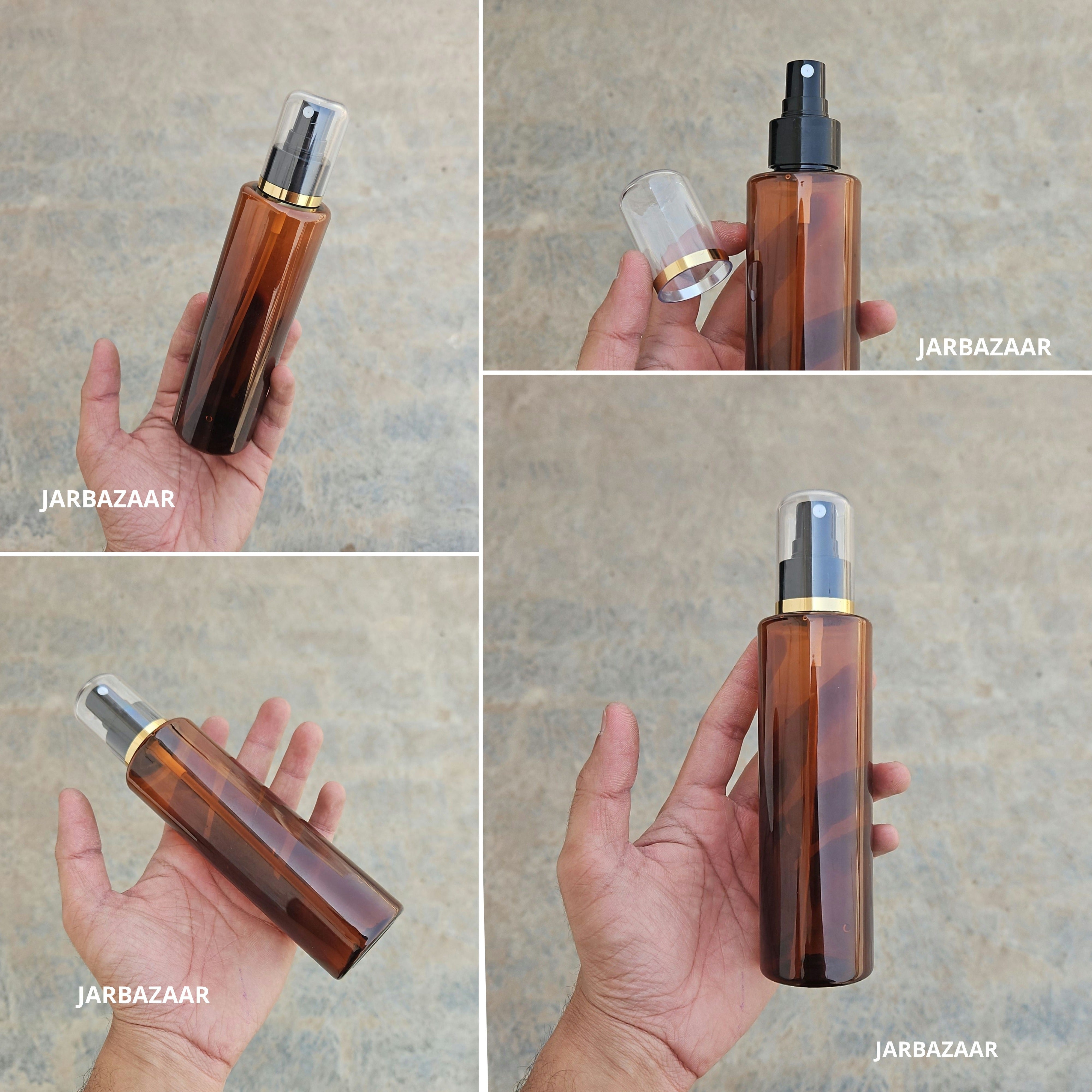 200 Ml Sleek Amber Pet Bottle ( With AS Spray Pumps )