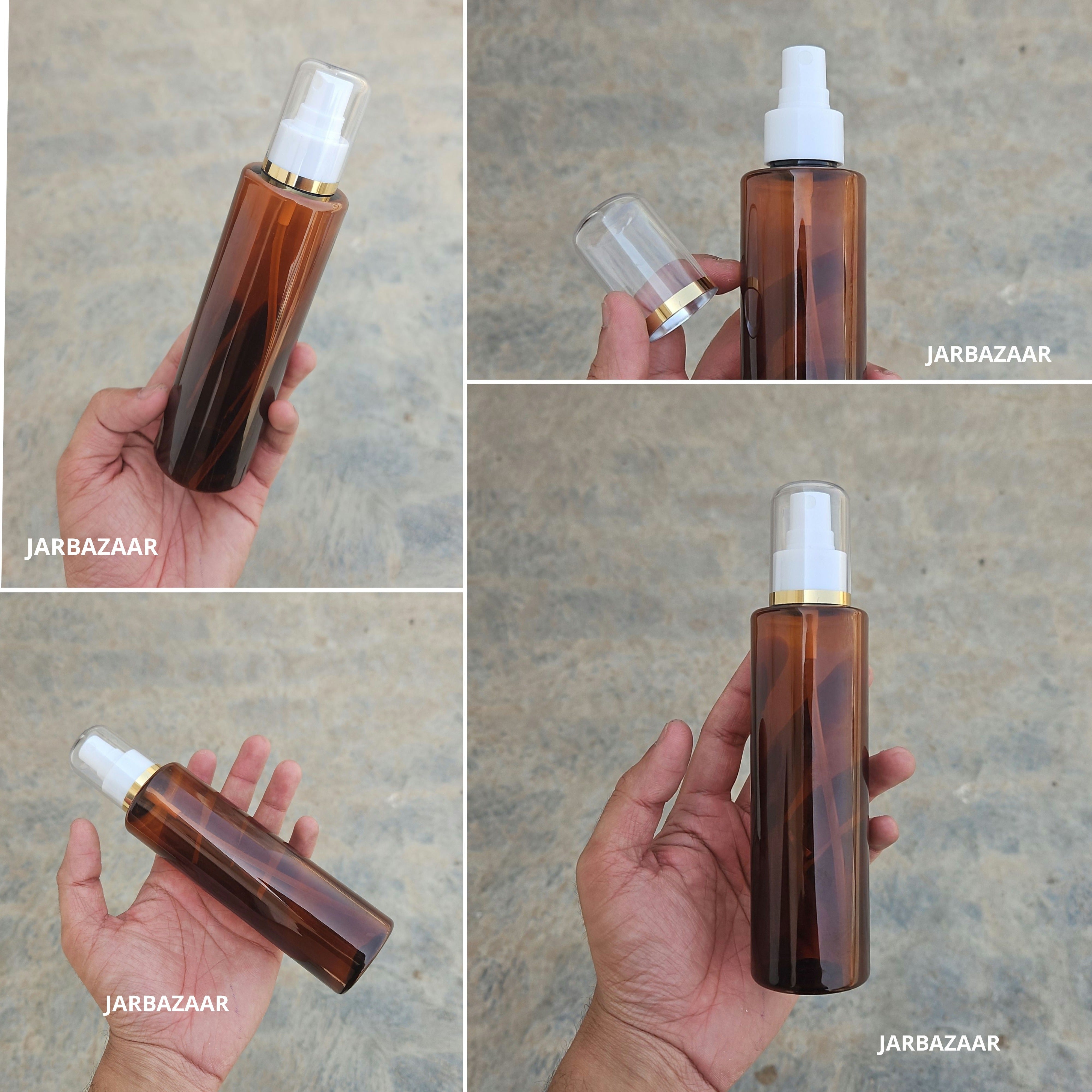 200 Ml Sleek Amber Pet Bottle ( With AS Spray Pumps )