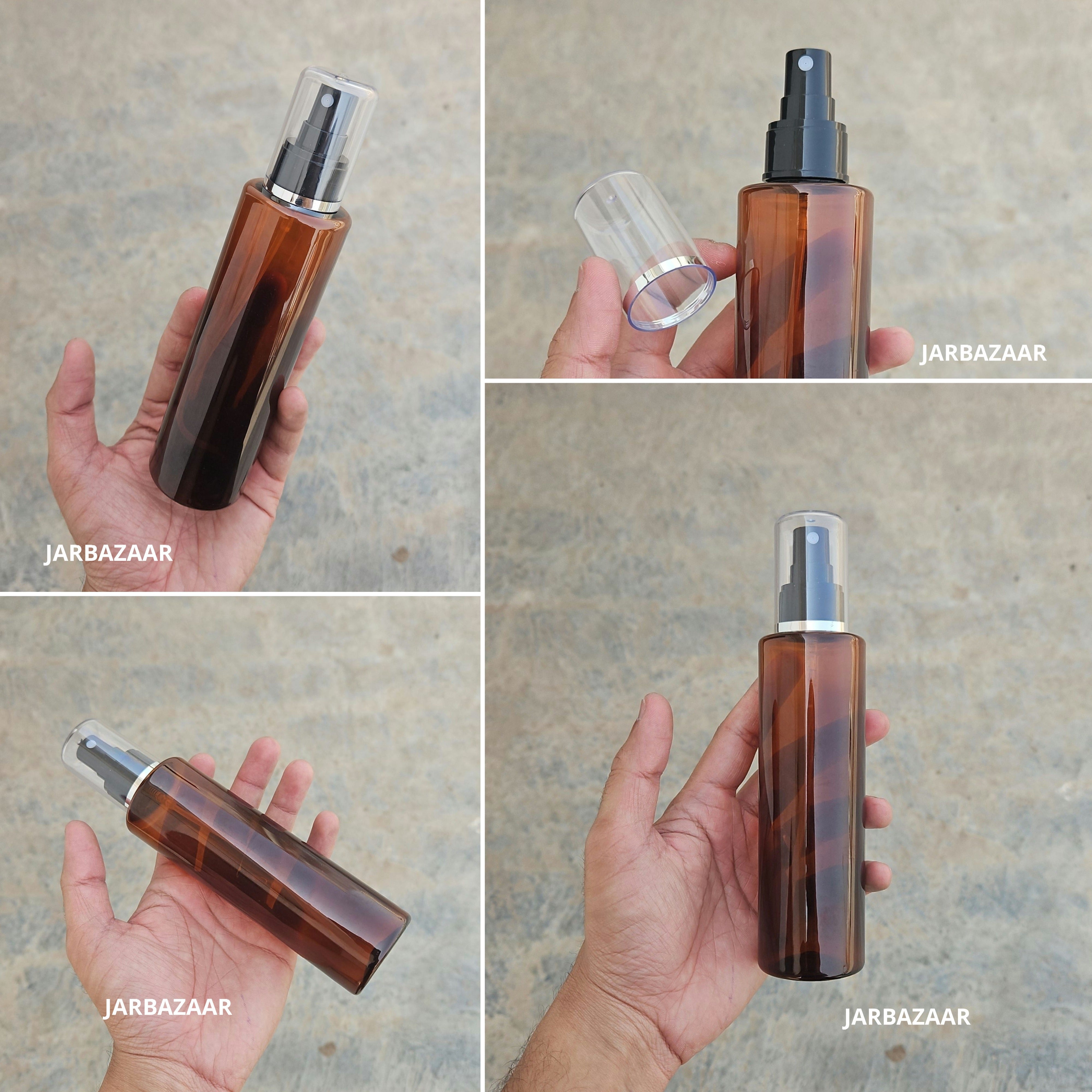 200 Ml Sleek Amber Pet Bottle ( With AS Spray Pumps )