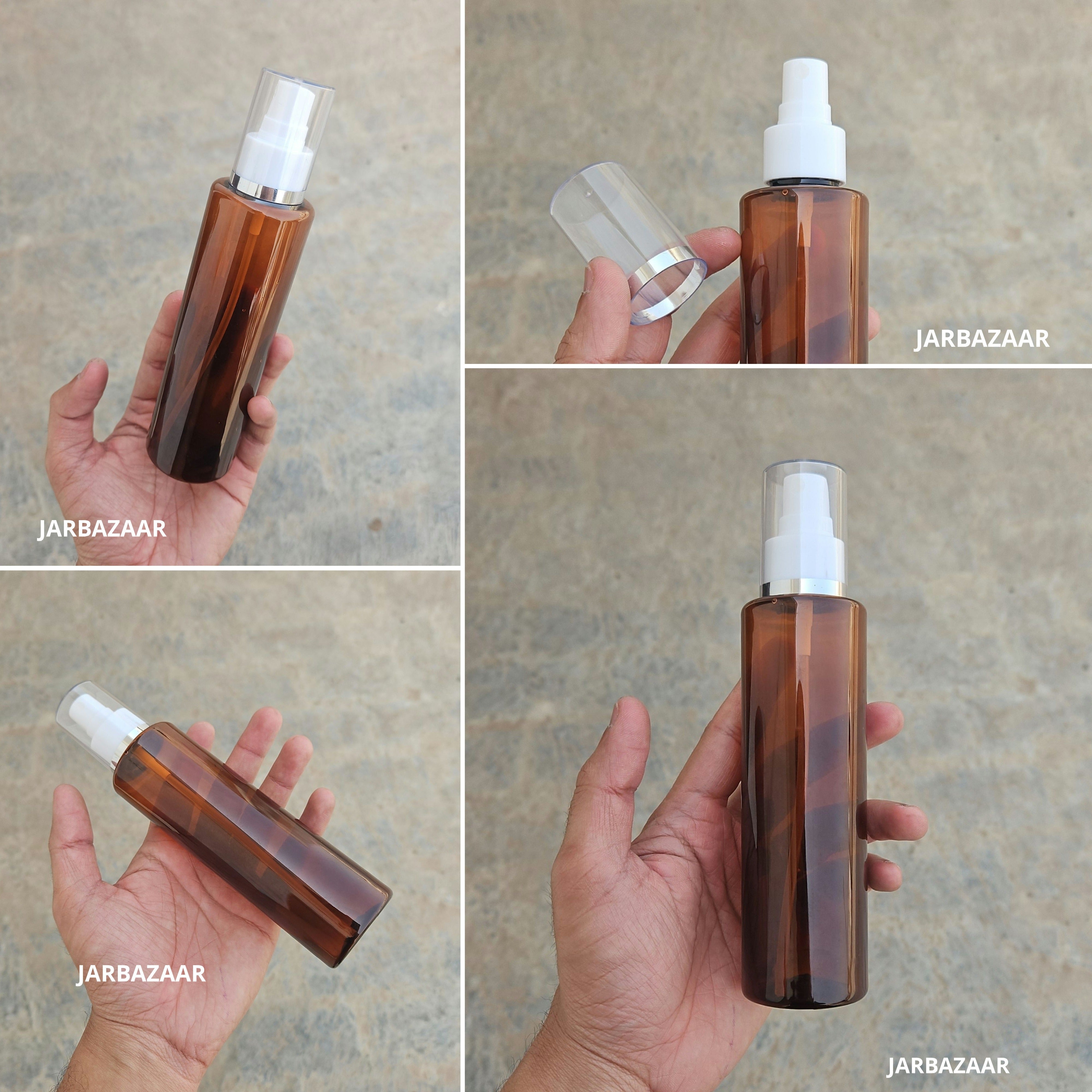 200 Ml Sleek Amber Pet Bottle ( With AS Spray Pumps )