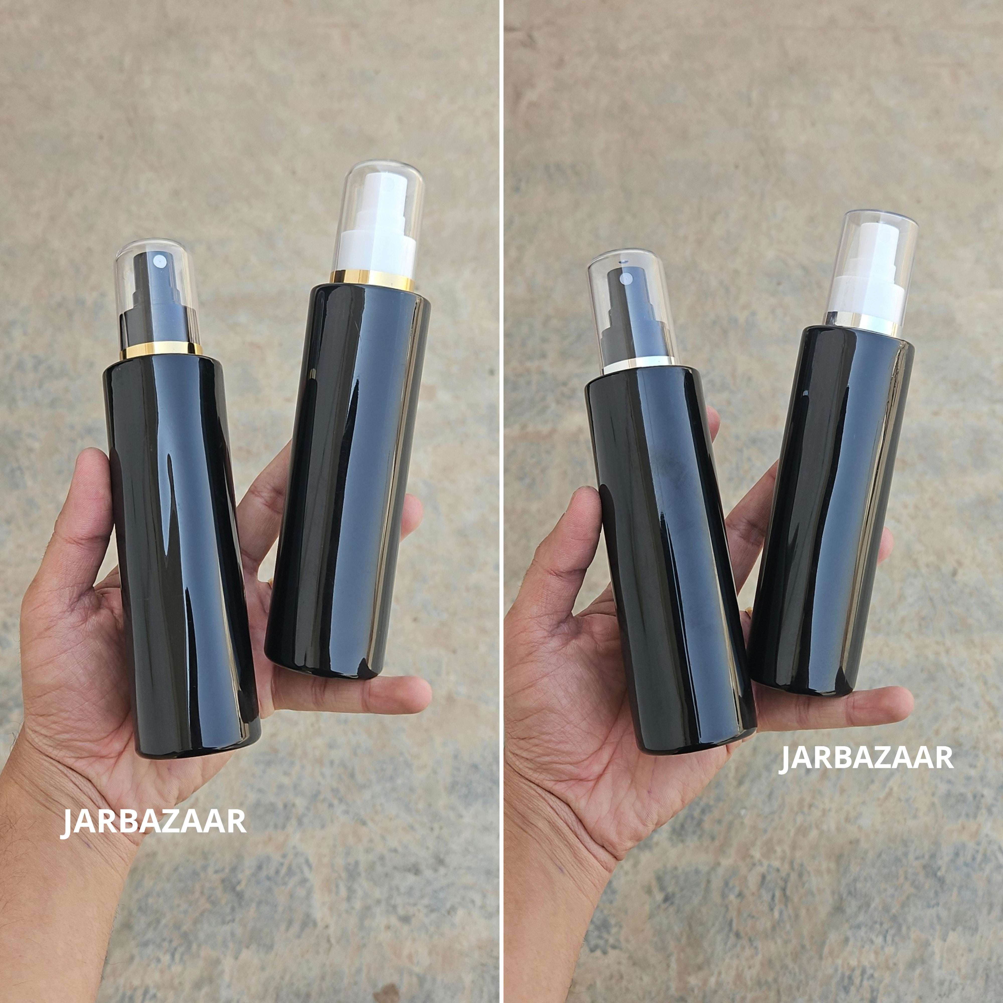 200 Ml Sleek Black Pet Bottle ( With AS Spray Pumps )