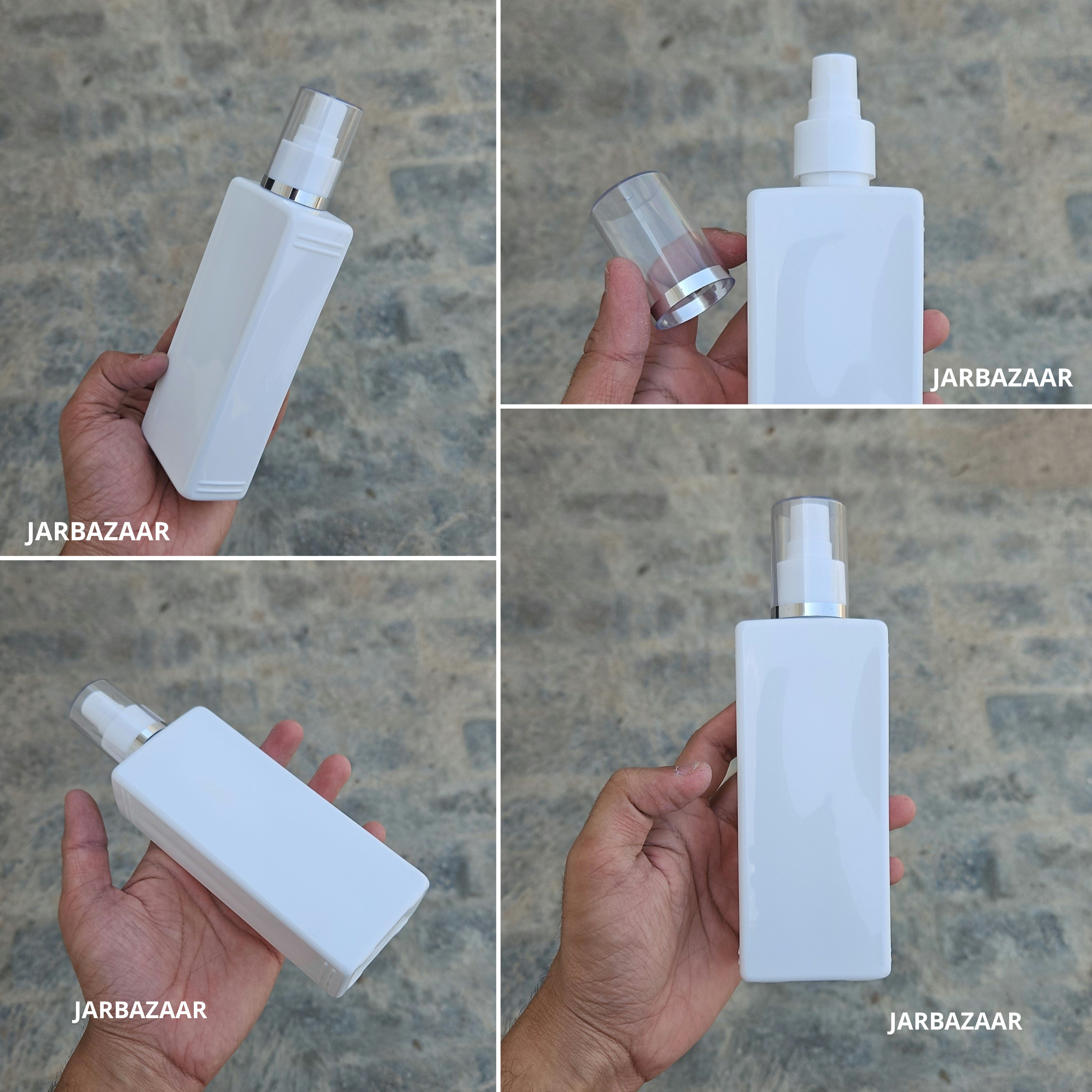250 Ml Rectangle White Pet Bottle - Golden Line Black Spray