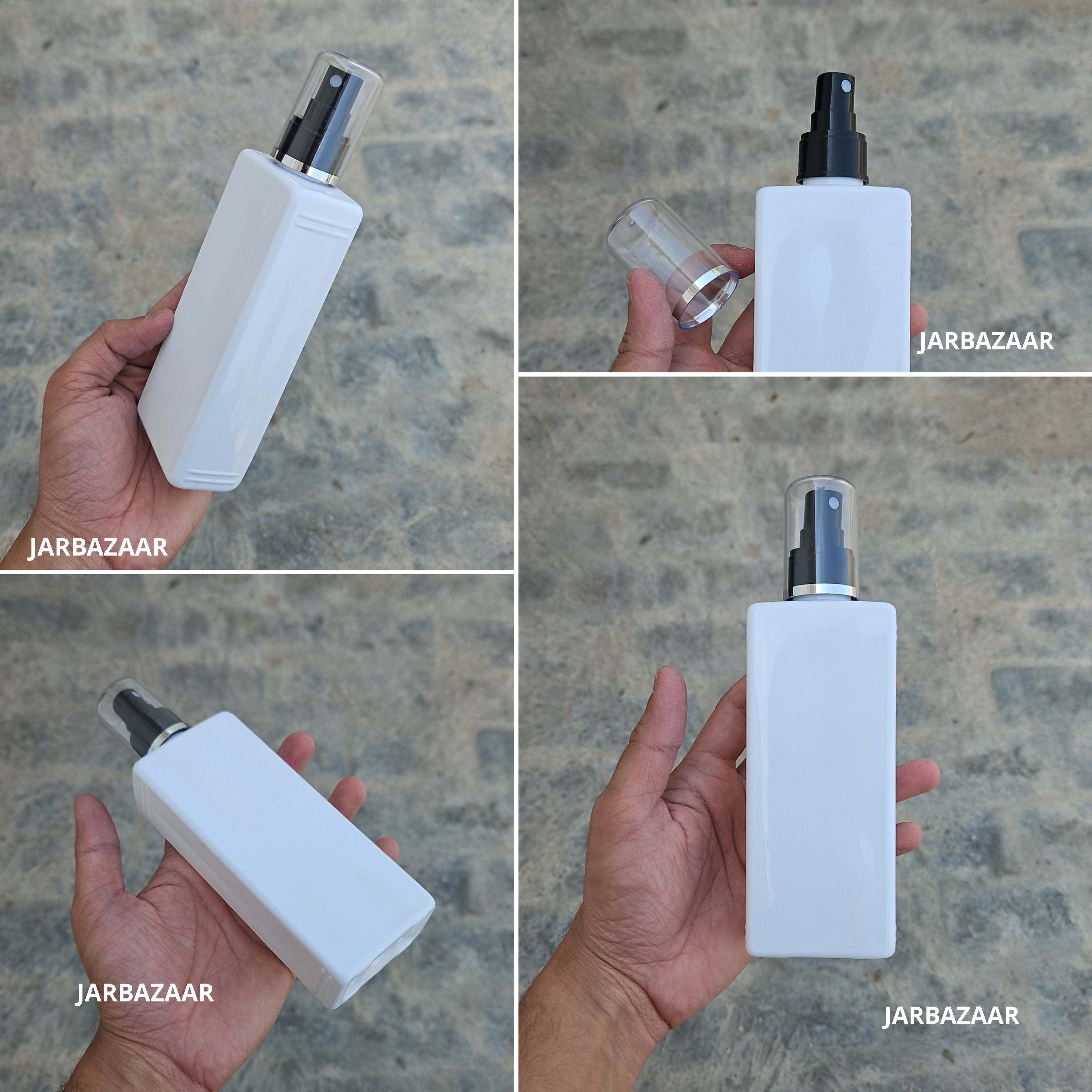 250 Ml Rectangle White Pet Bottle - Golden Line White Spray