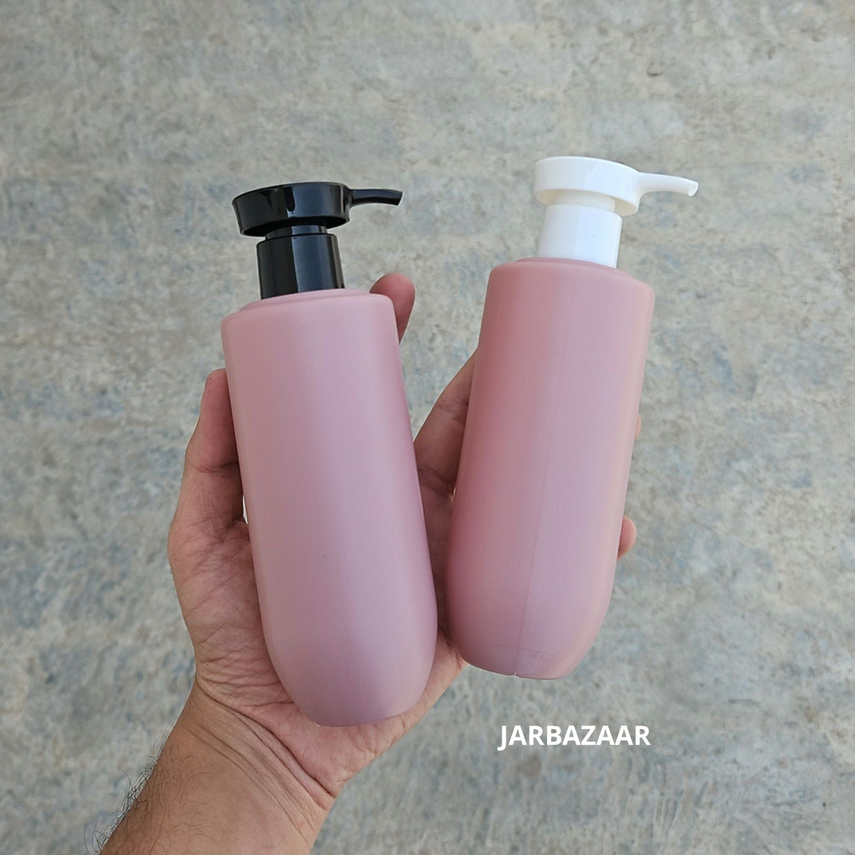 250 ML U-Shape Dark Pink HDPE Bottle with Disc Top Dispenser Pump