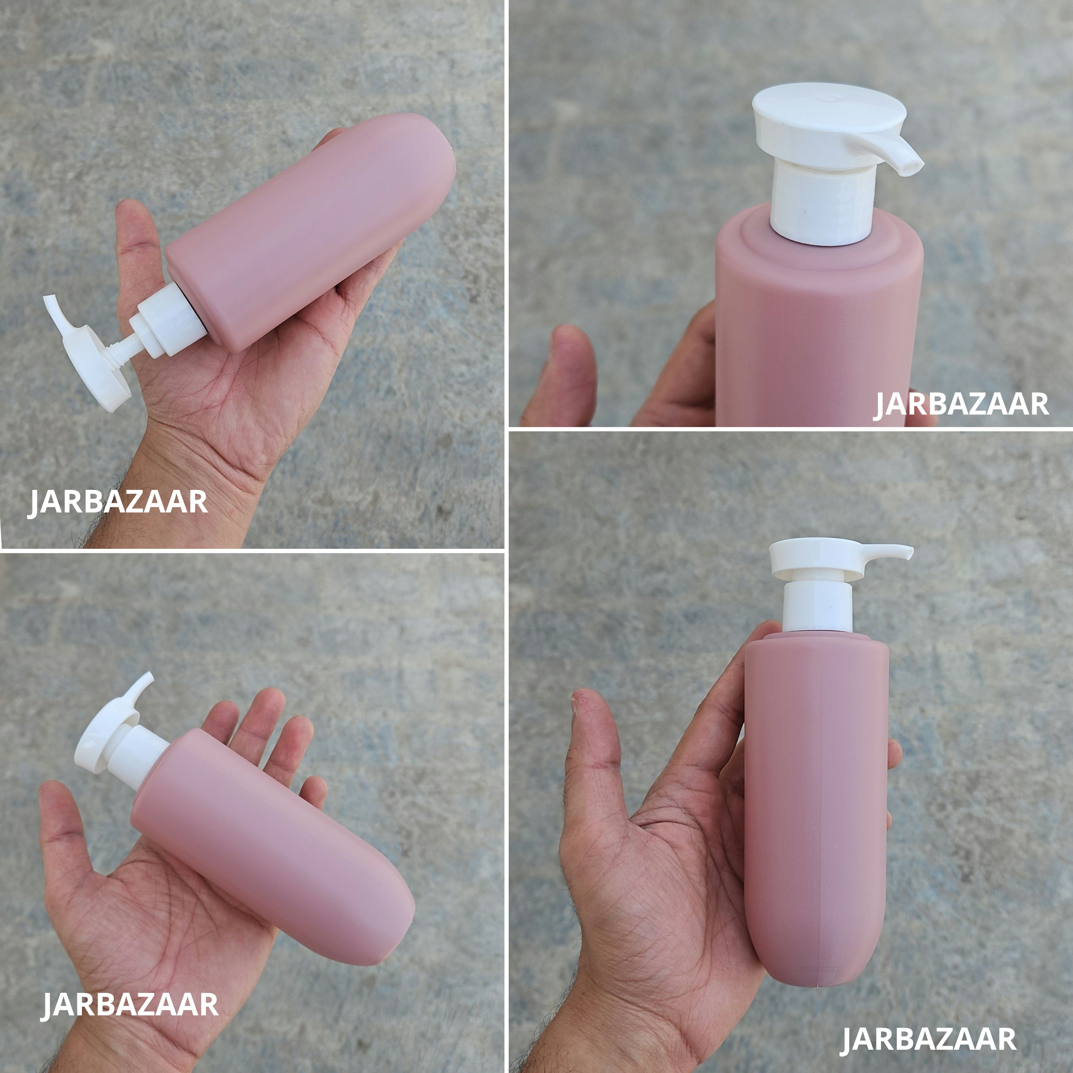250 ML U-Shape Dark Pink HDPE Bottle with Disc Top Dispenser Pump