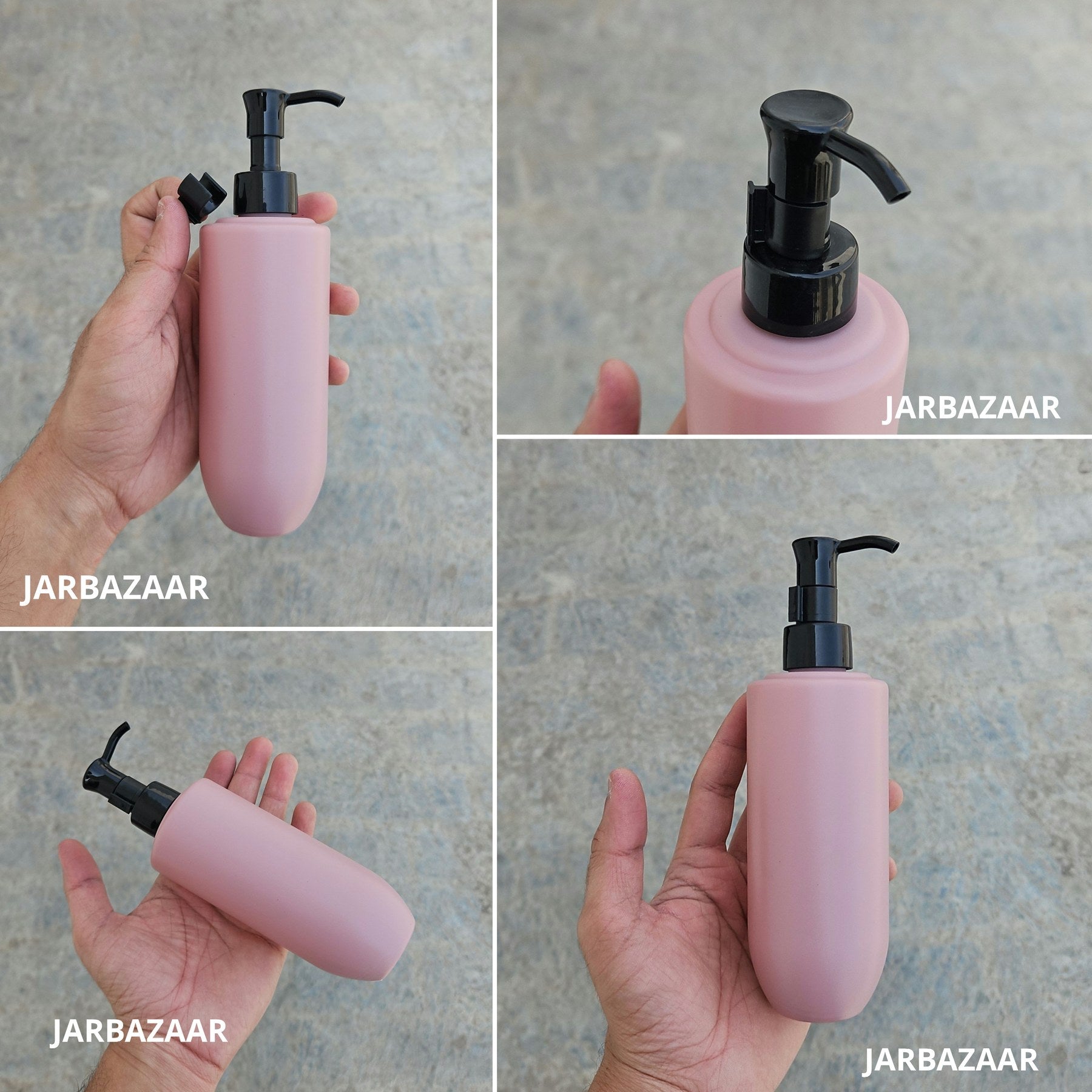 250 ML U-shape dark pink HDPE bottle with black sleek dispenser pump