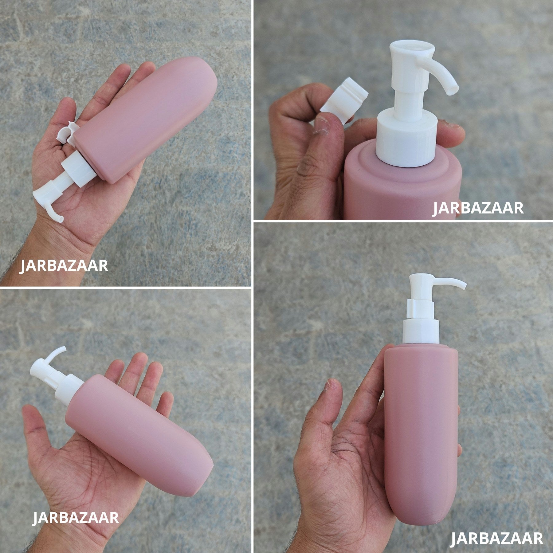 250 ML U-shape dark pink HDPE bottle with white sleek dispenser pump