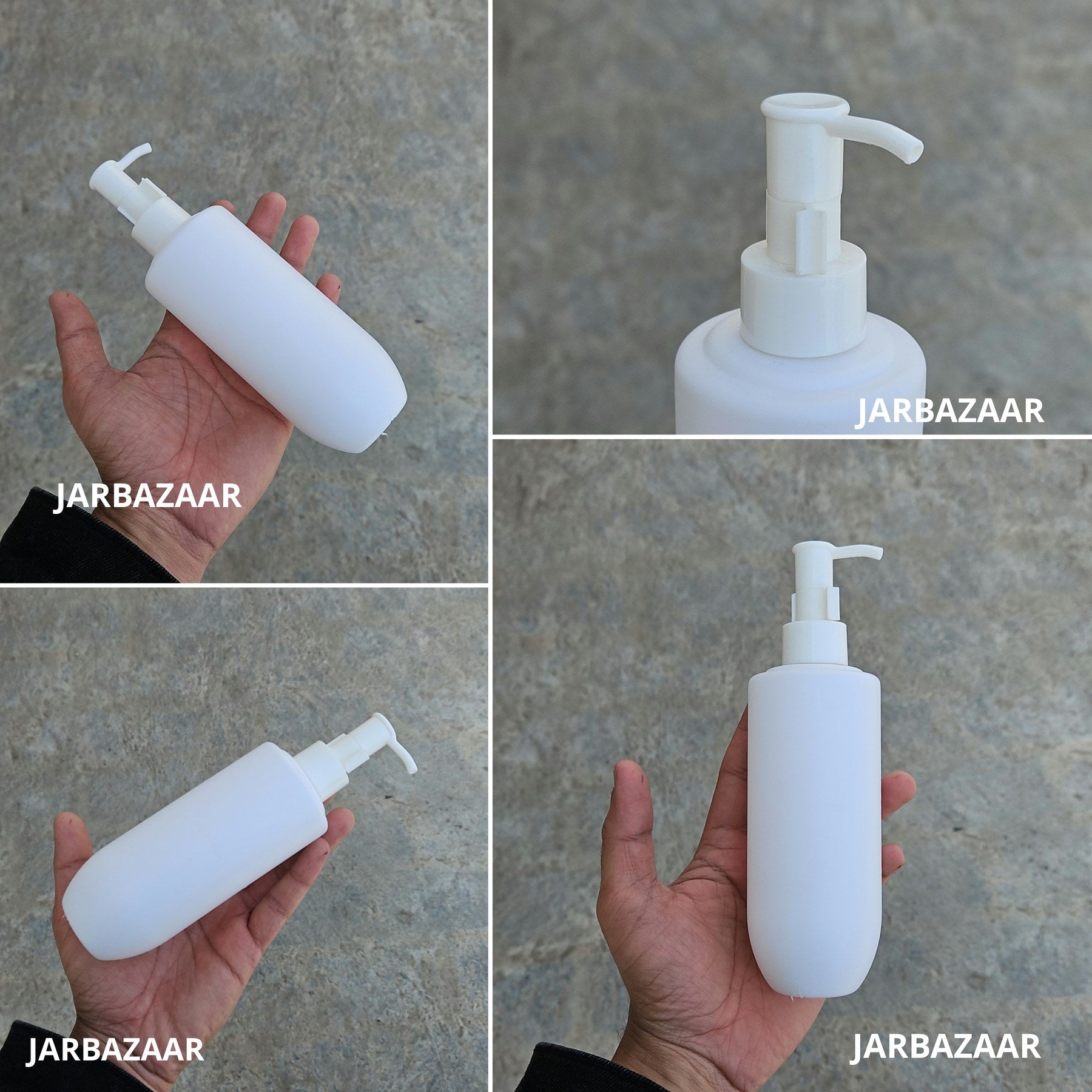 250 ML U-shape white HDPE bottle with white sleek dispenser pump