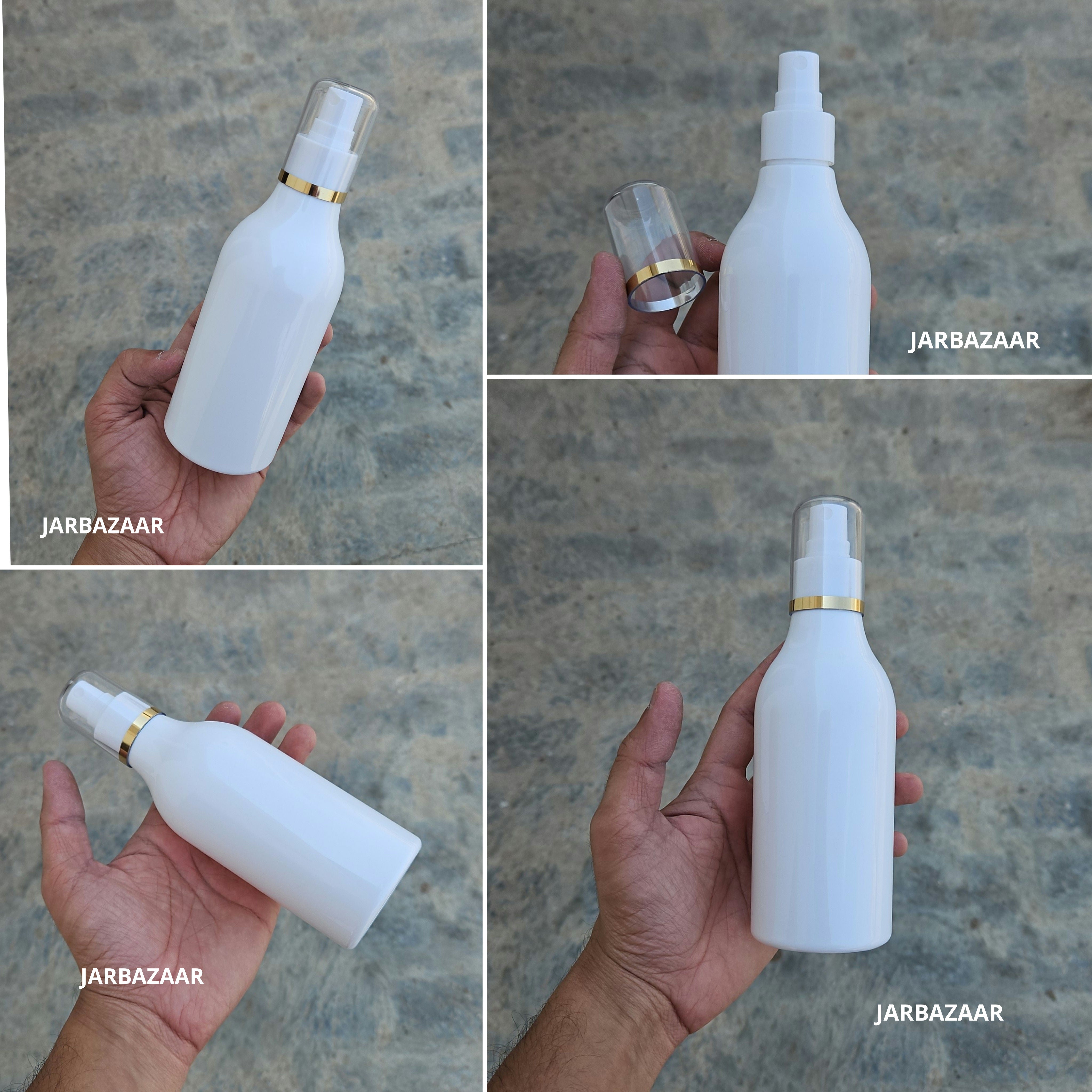 300 Ml Nutri White Pet Bottle - Silver Line Black Spray