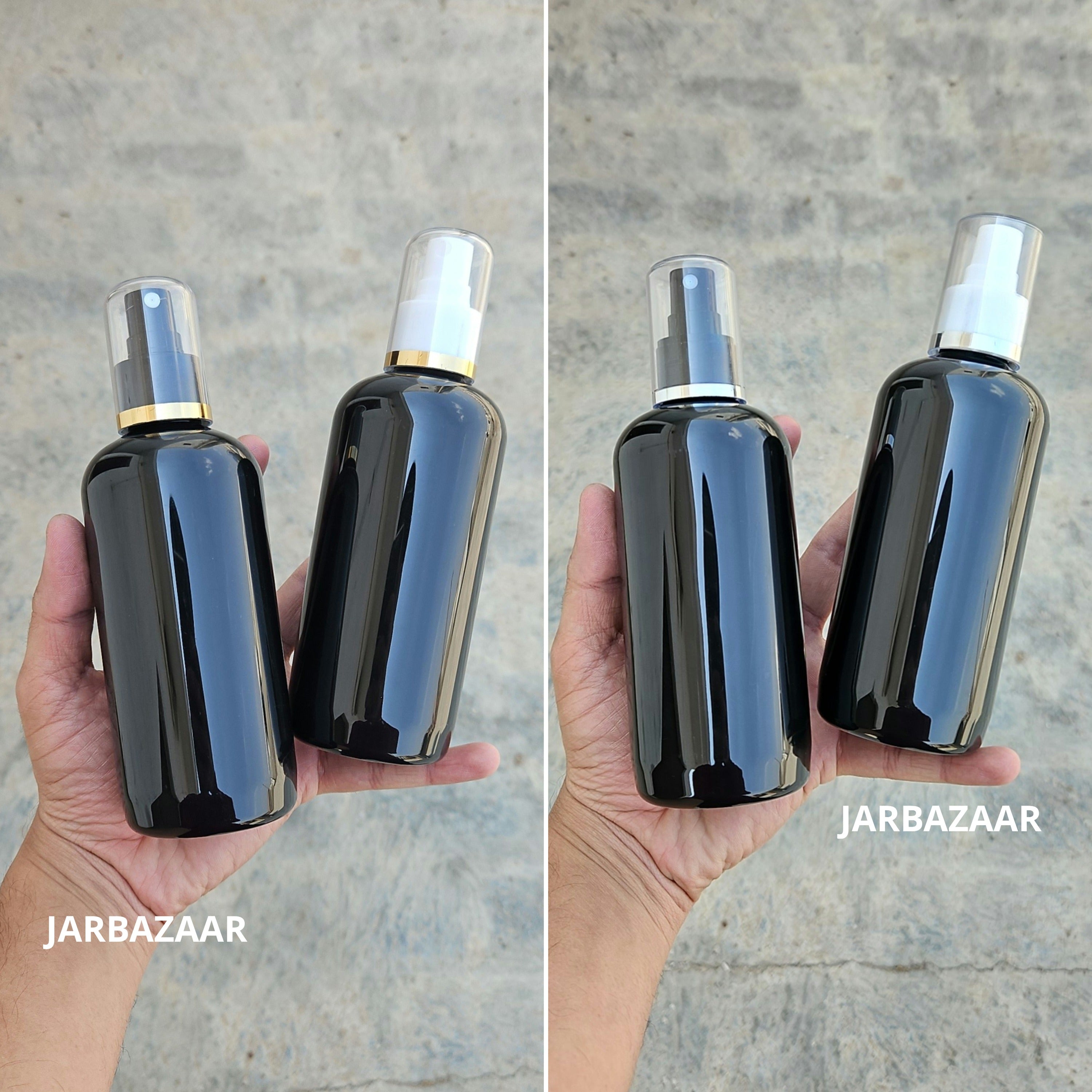 300 Ml Boston Black PET Bottle with AS Spray Pumps in multiple cap colours