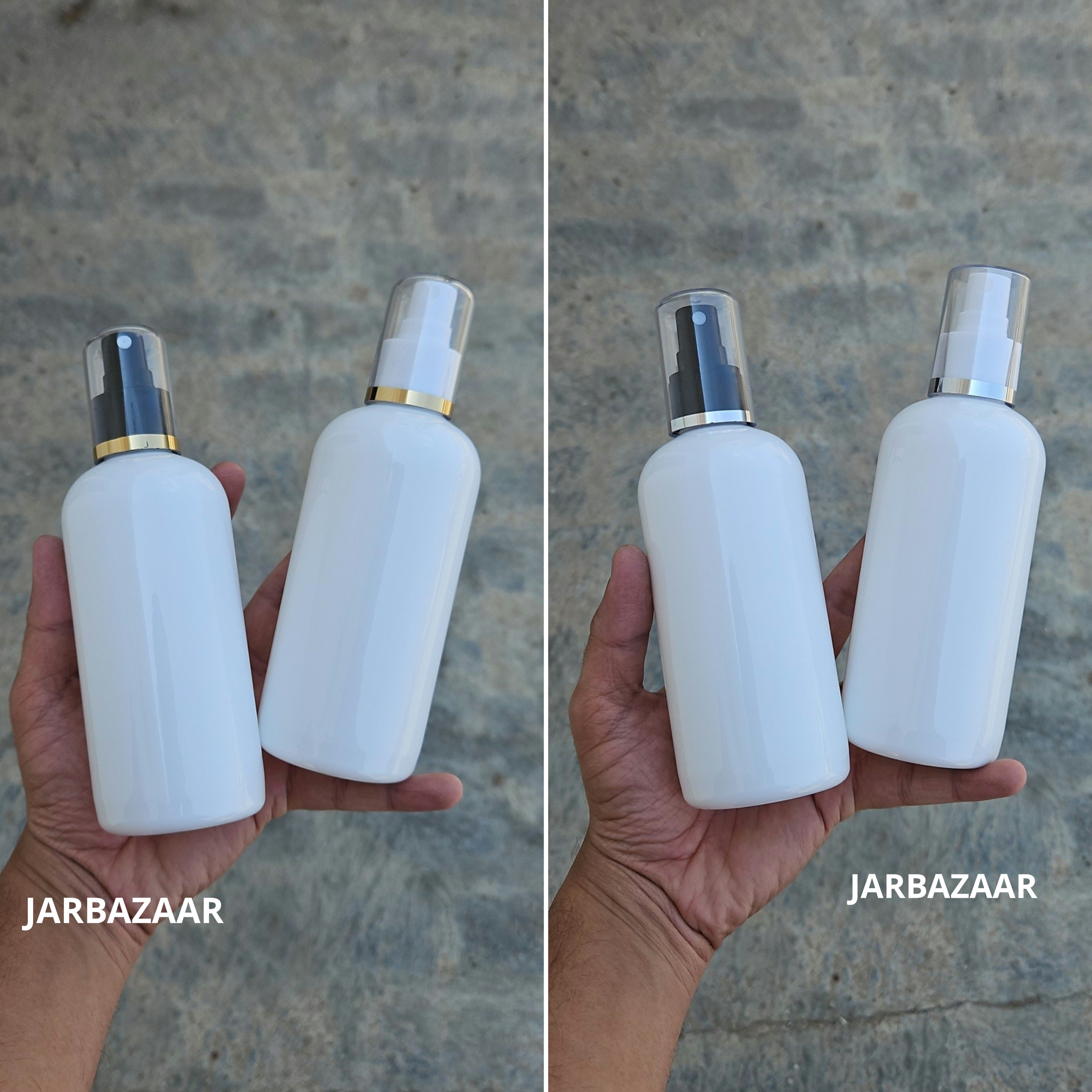 300 Ml Boston White PET Bottle with AS Spray Pumps in multiple cap colours