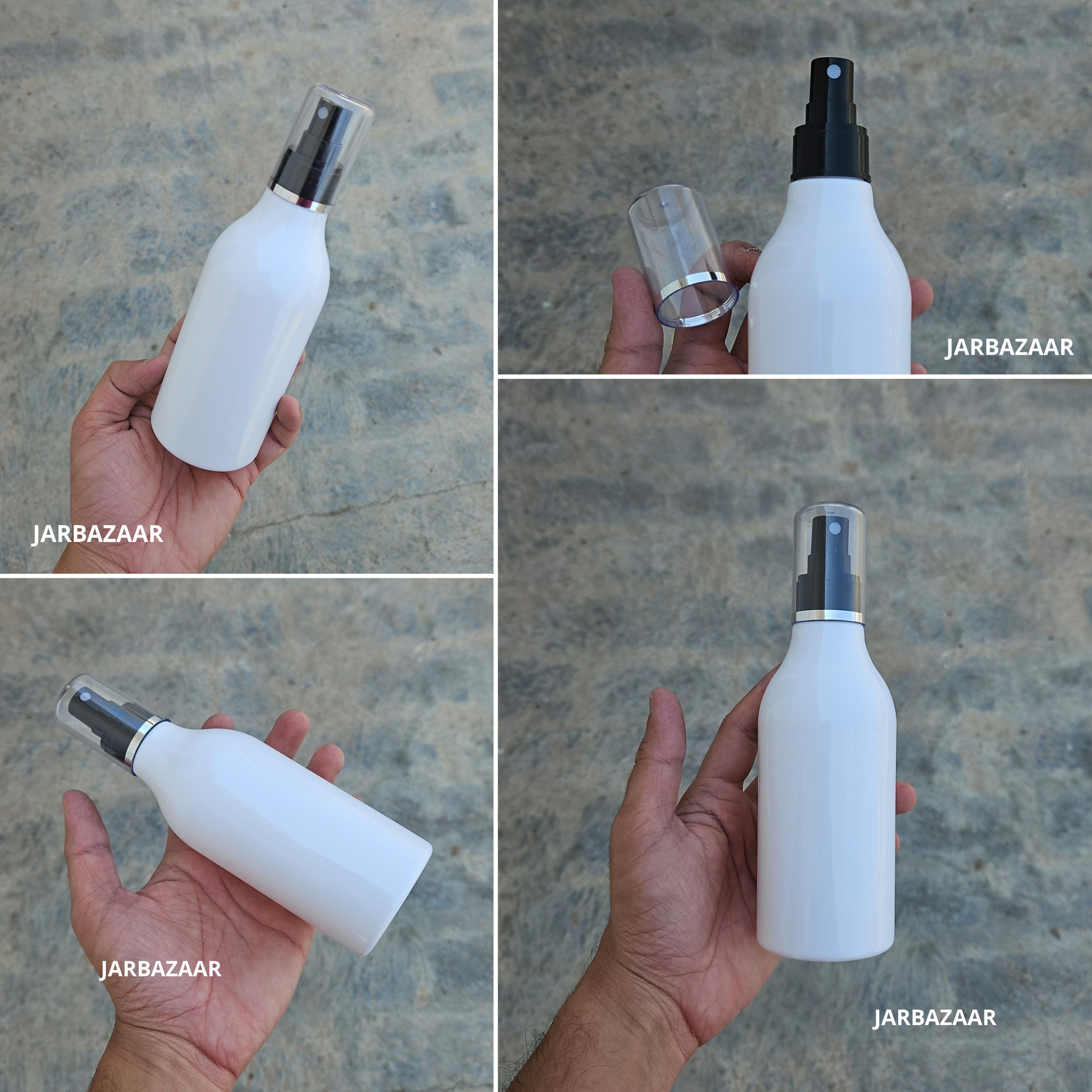 300 Ml Nutri White Pet Bottle - Silver Line Black Spray