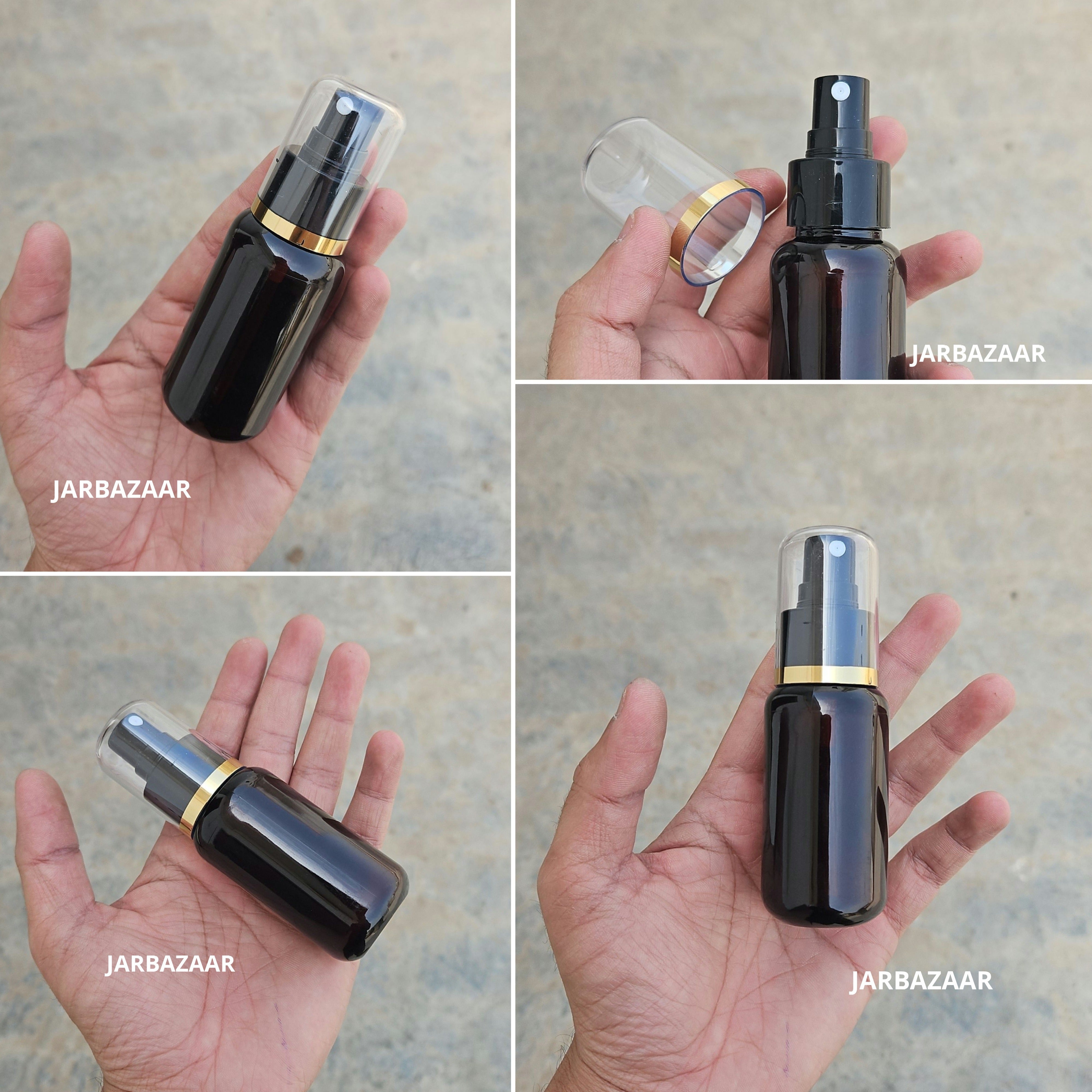 50 Ml Boston Dark-Amber Pet Bottle ( With AS Spray Pumps )