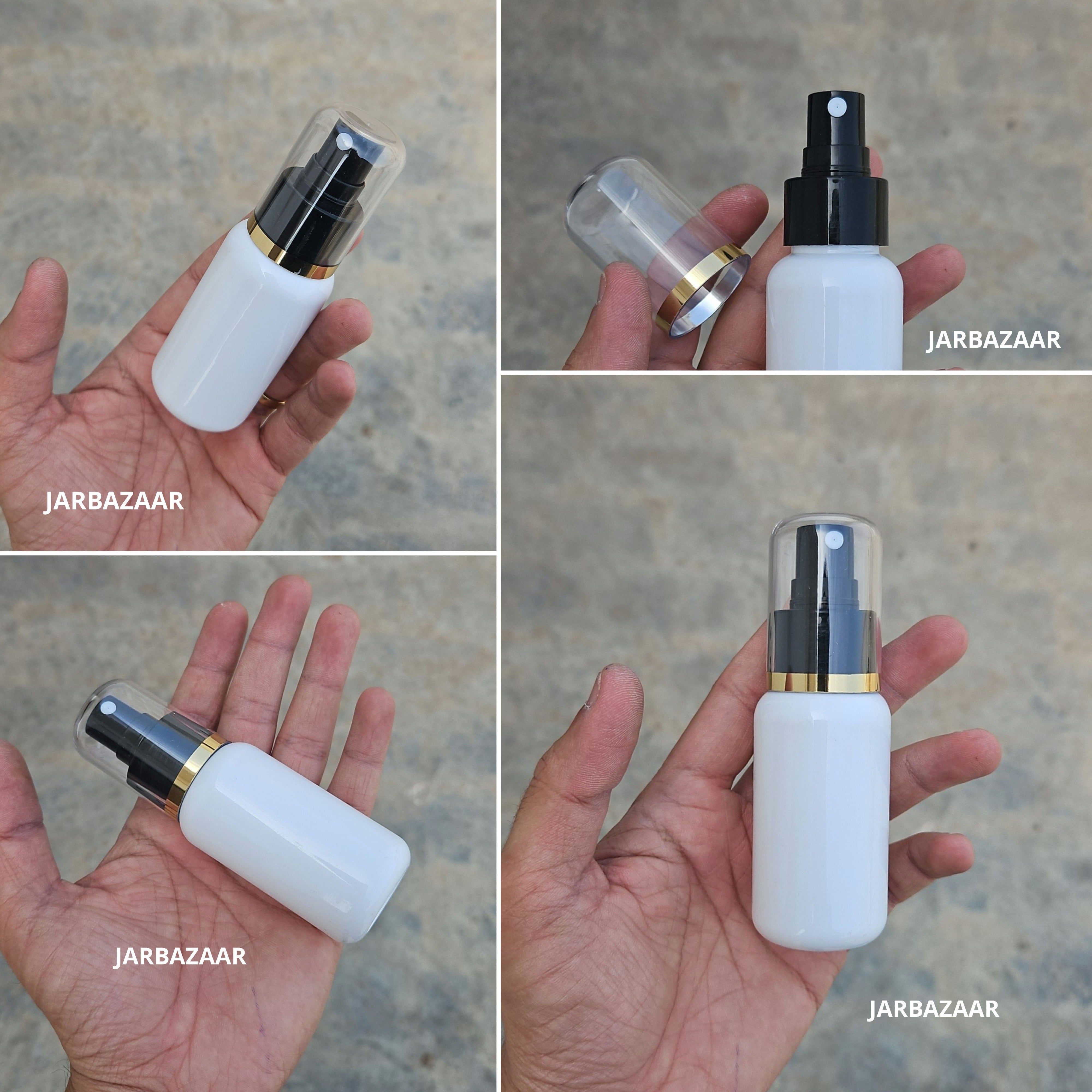 50 Ml Boston White Pet Bottle ( With AS Spray Pumps )