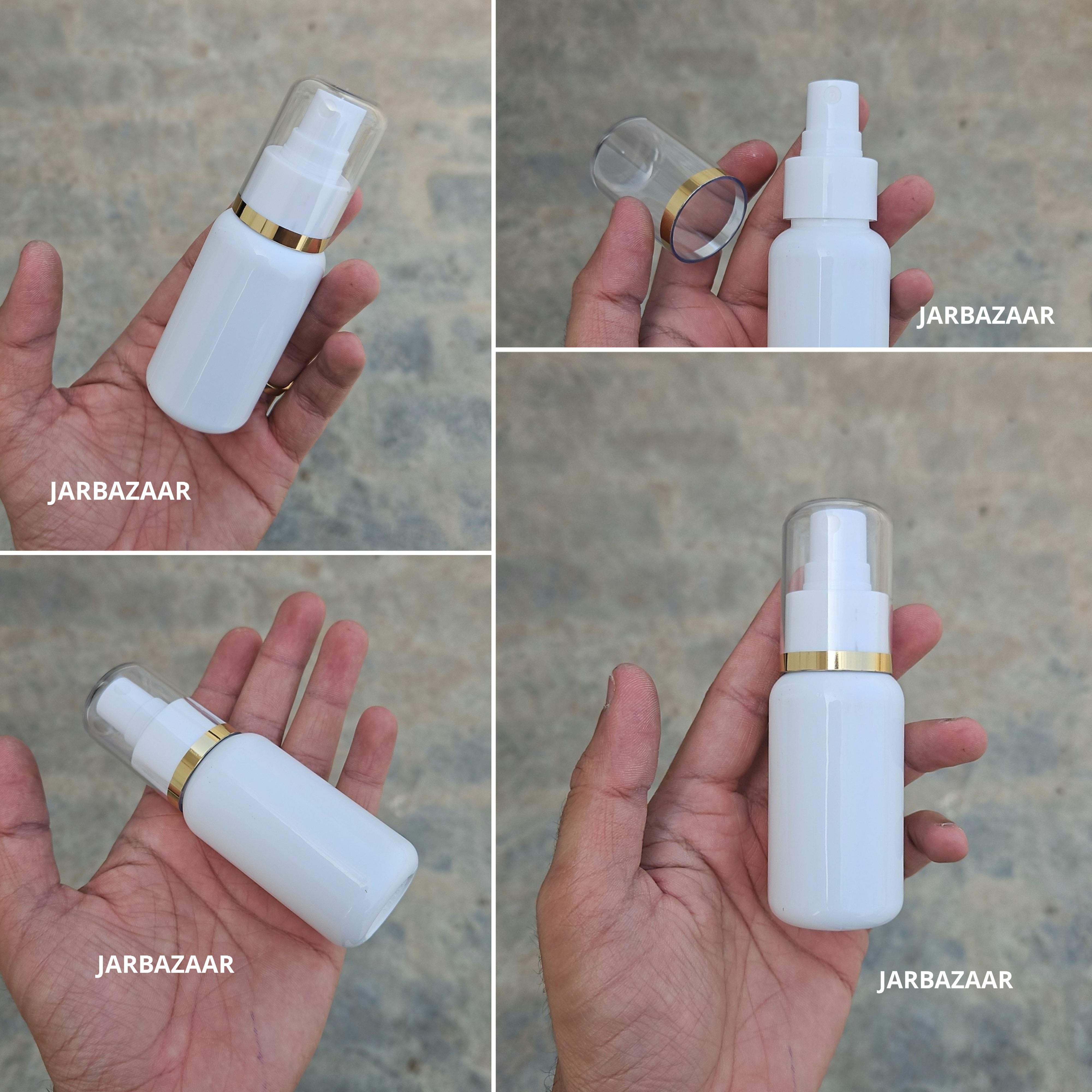 50 Ml Boston White Pet Bottle ( With AS Spray Pumps )