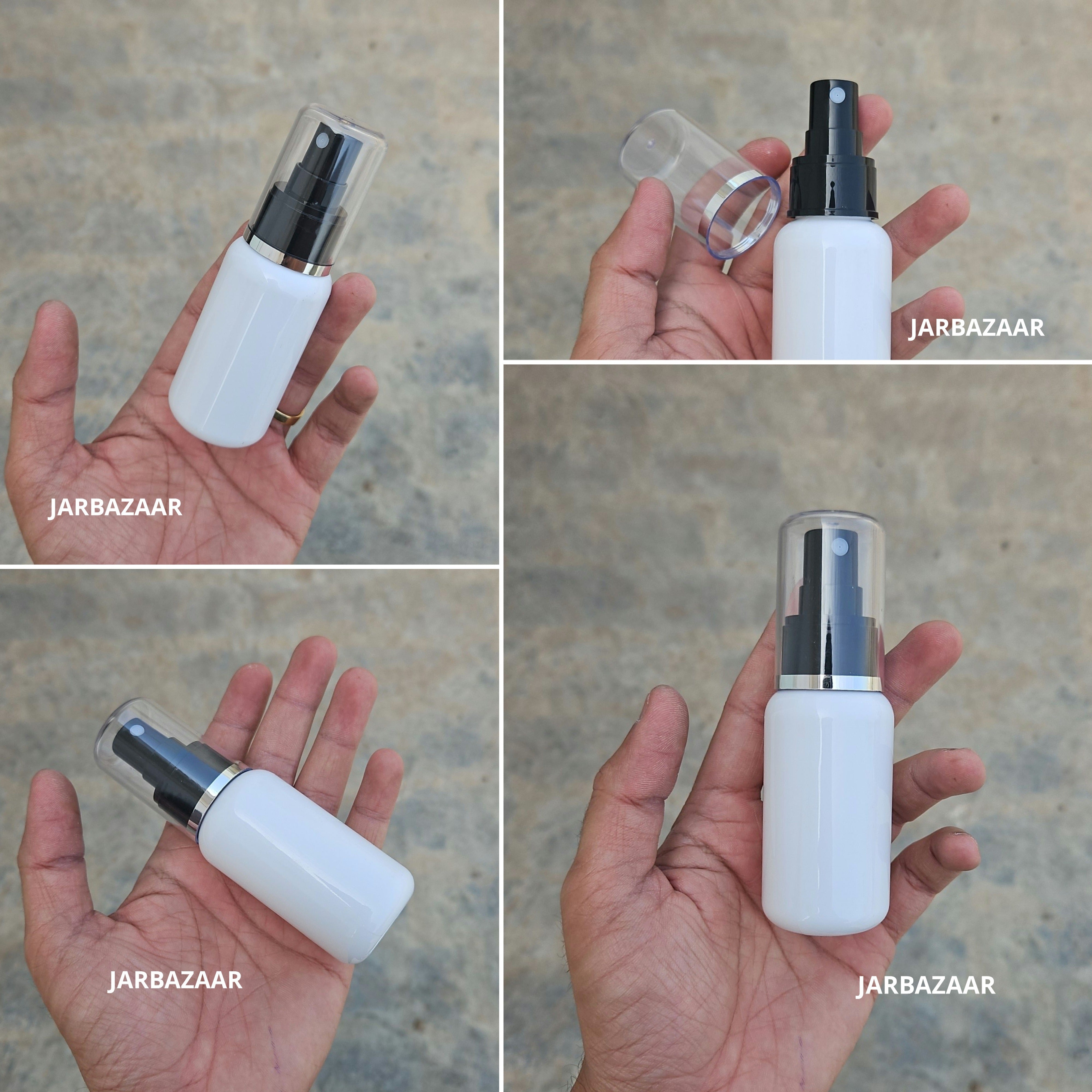 50 Ml Boston White Pet Bottle ( With AS Spray Pumps )