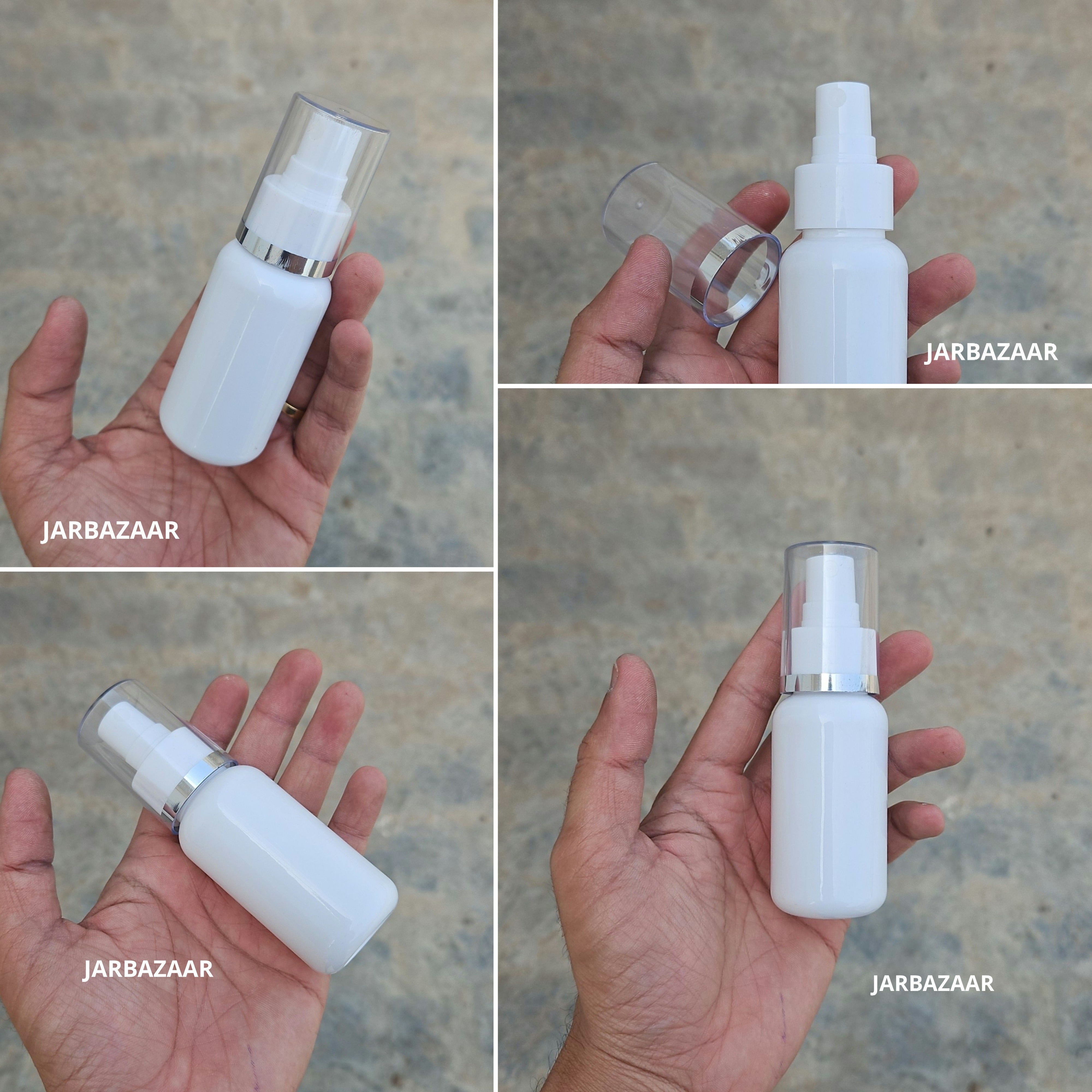50 Ml Boston White Pet Bottle ( With AS Spray Pumps )