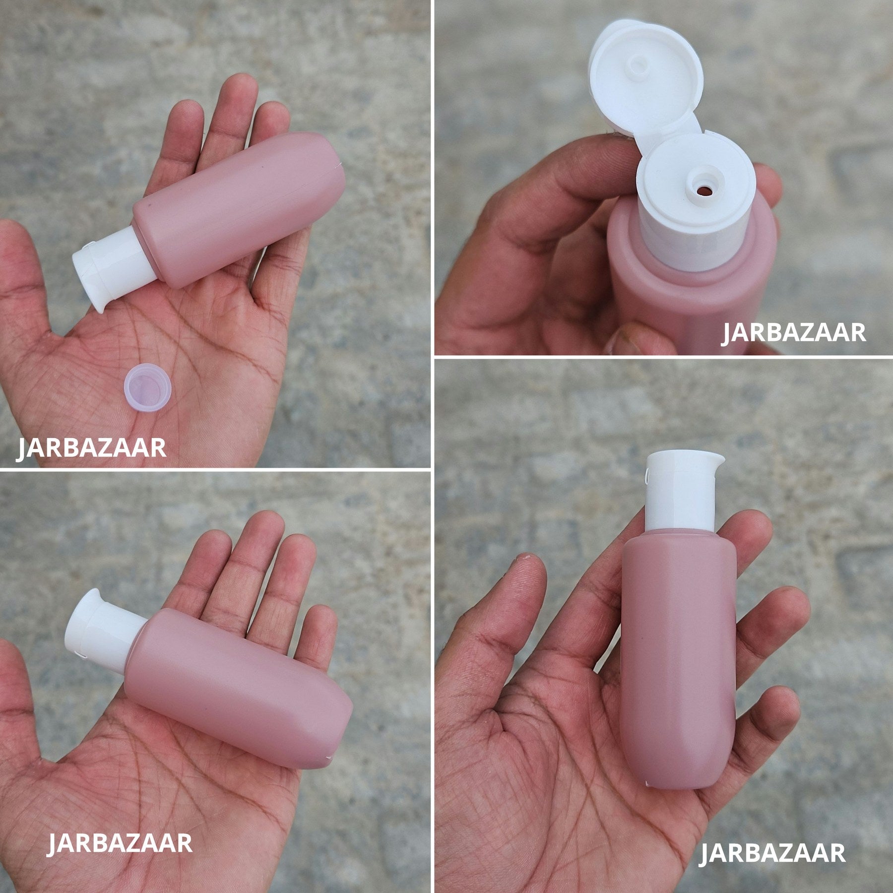 50 ML U-shape dark pink HDPE bottle with white beak fliptop