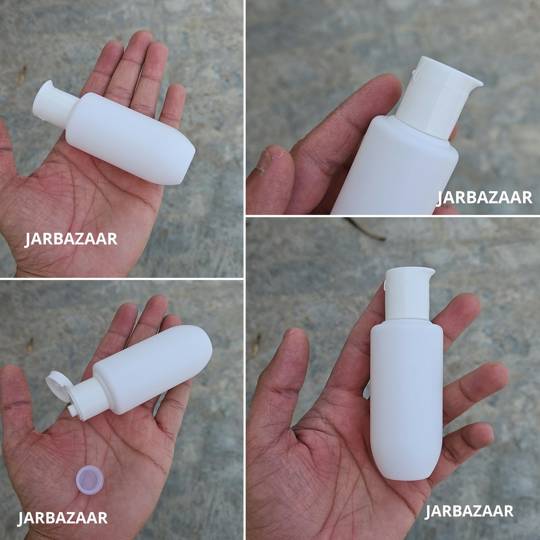 50 ML U-shape white HDPE bottle with white beak fliptop