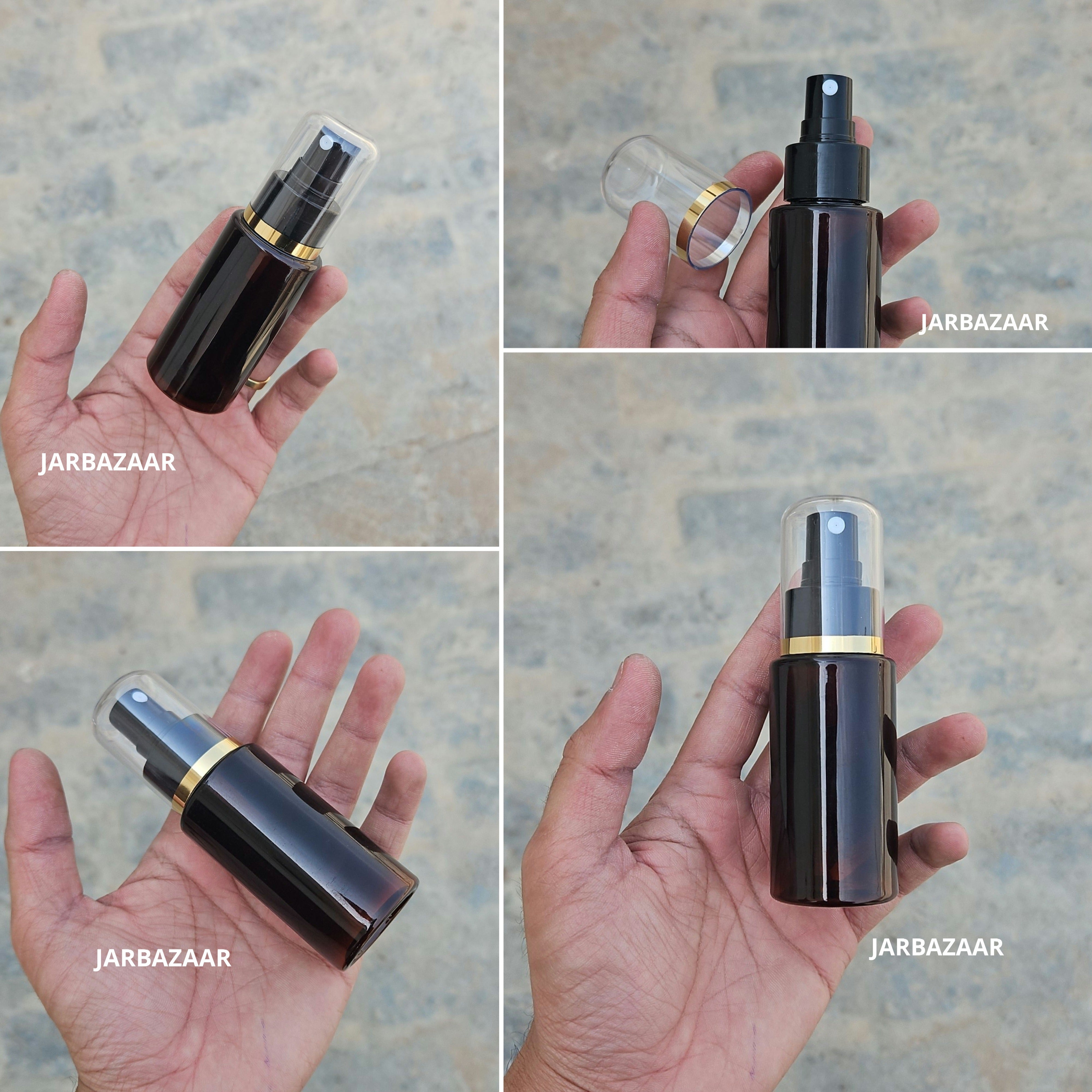 60 Ml Sleek Amber Pet Bottle ( With AS Spray Pumps )