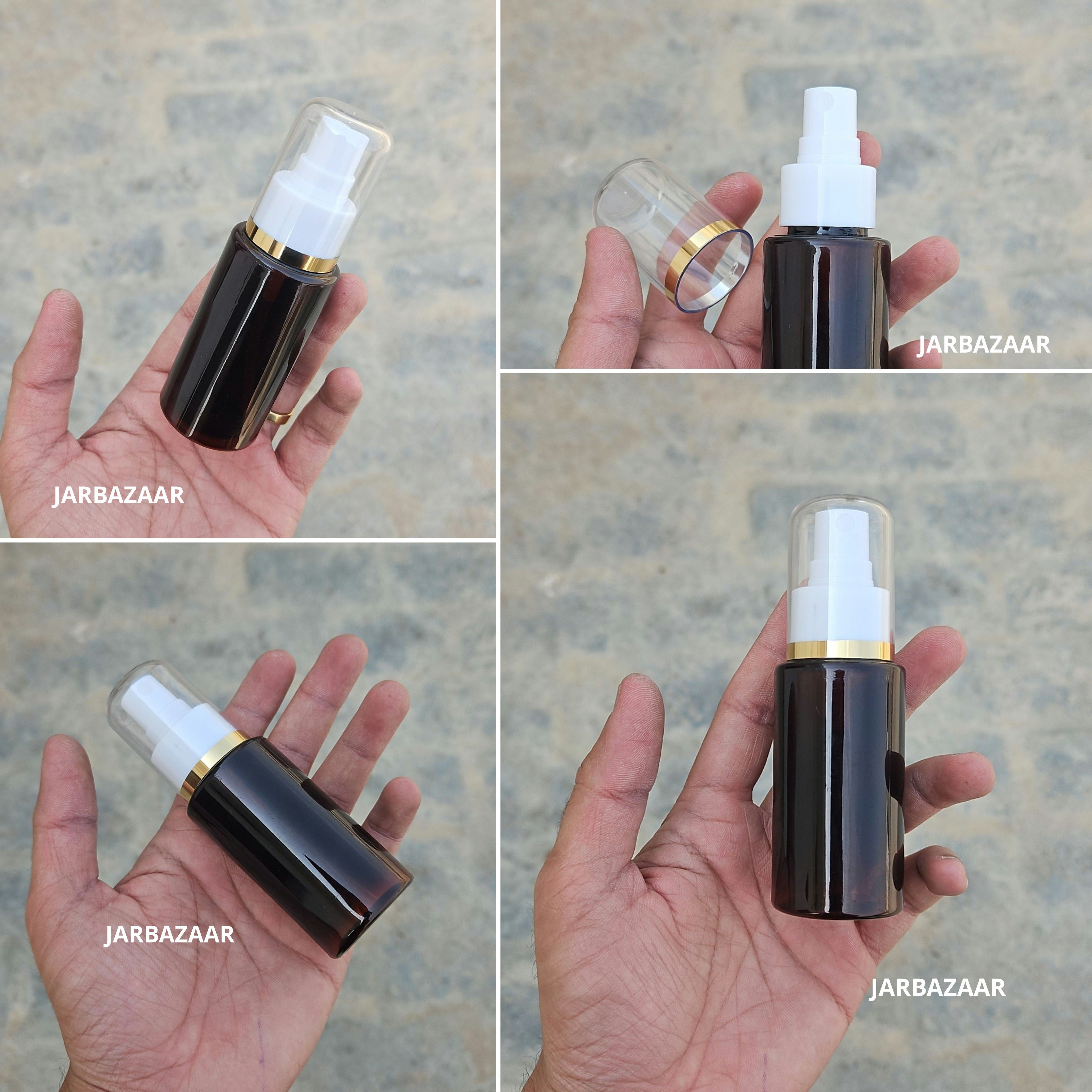 60 Ml Sleek Amber Pet Bottle ( With AS Spray Pumps )