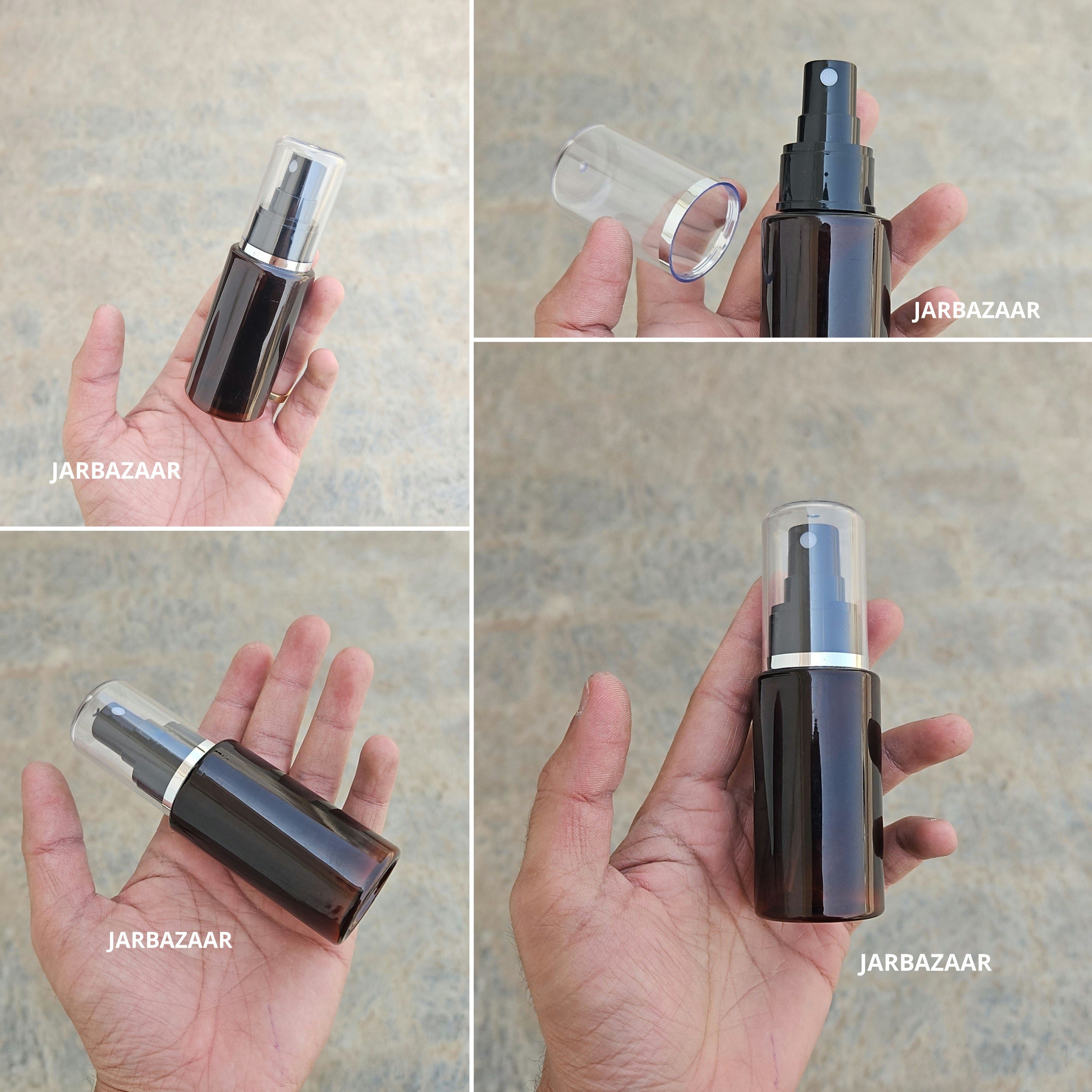60 Ml Sleek Amber Pet Bottle ( With AS Spray Pumps )