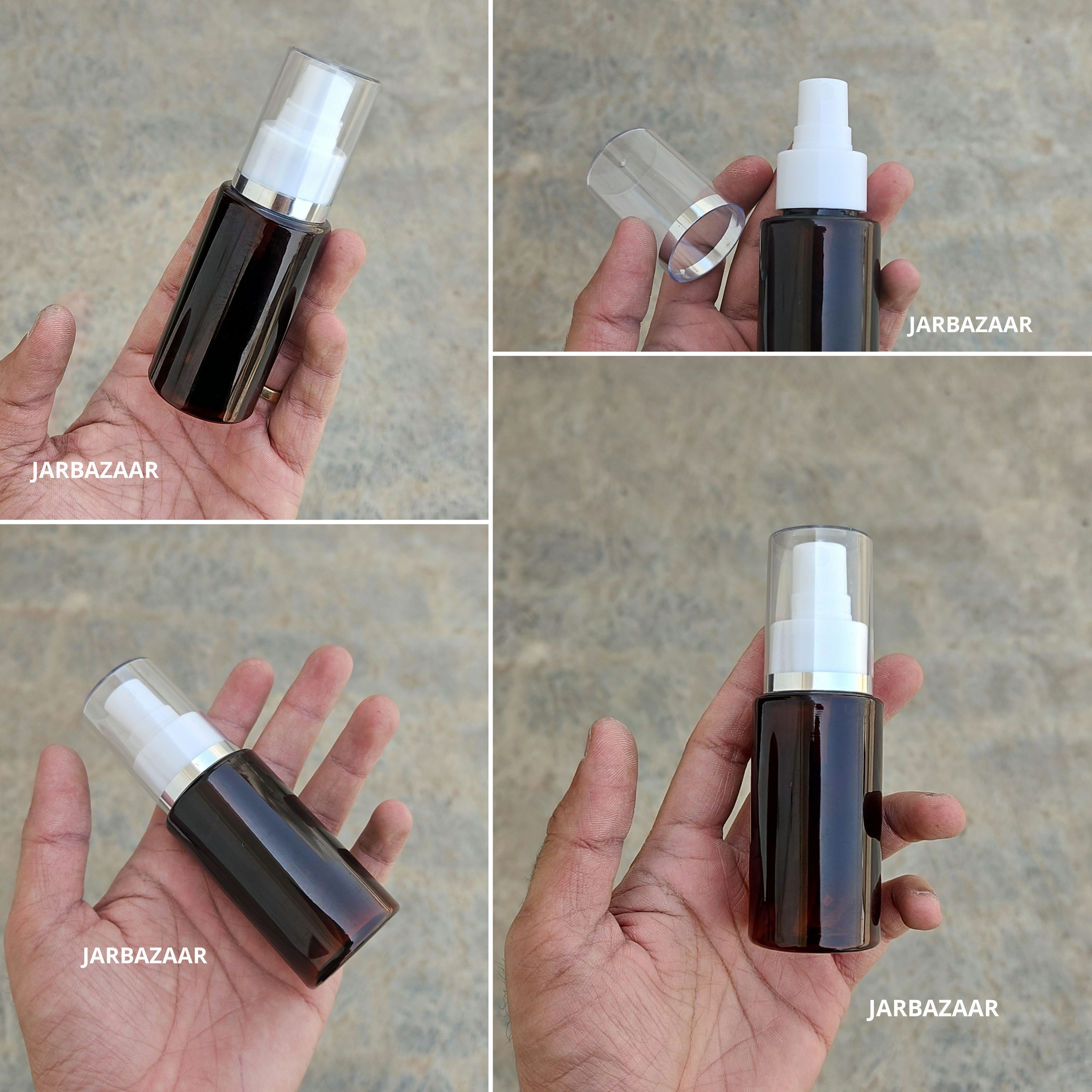 60 Ml Sleek Amber Pet Bottle ( With AS Spray Pumps )