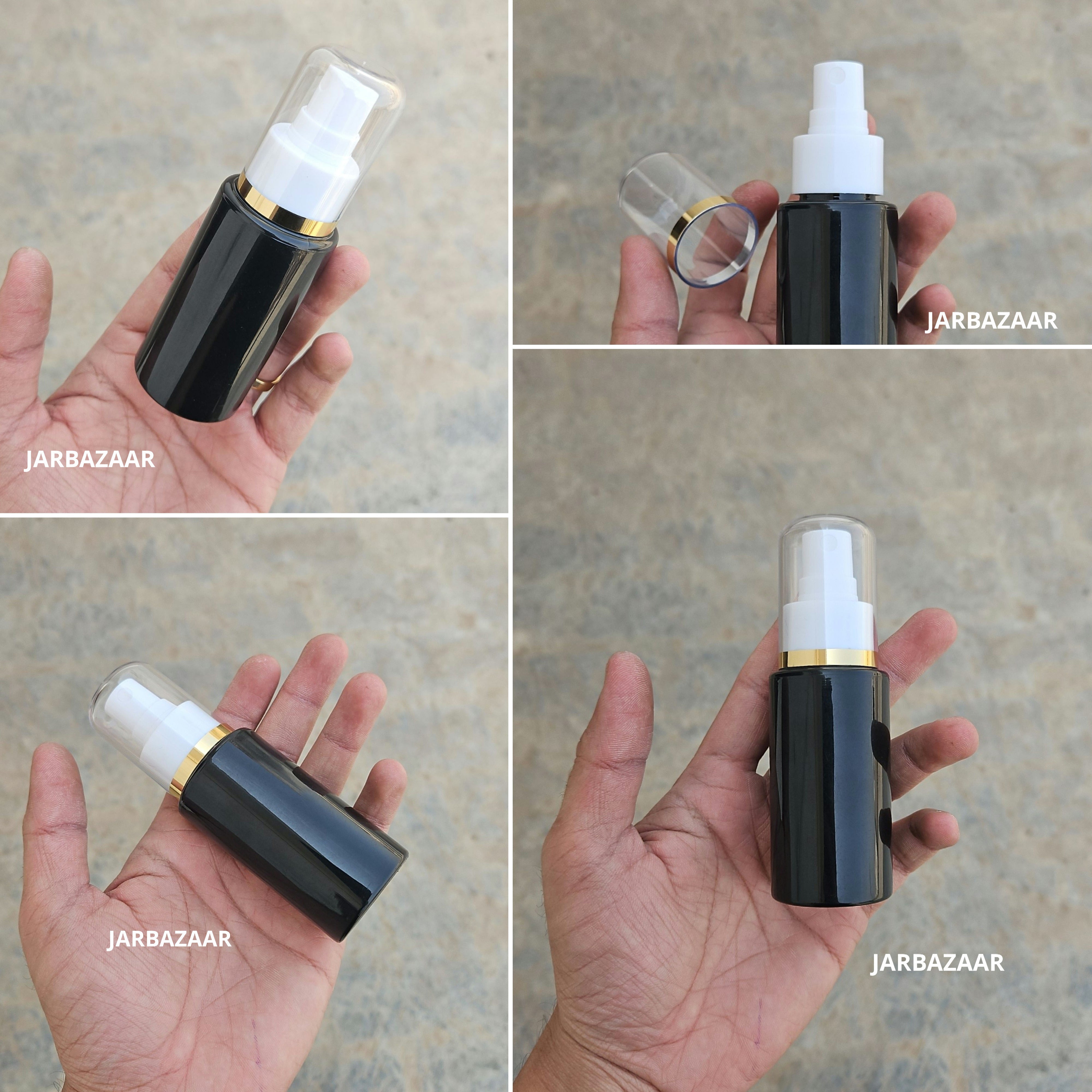 60 Ml Sleek Black Pet Bottle ( With AS Spray Pumps )
