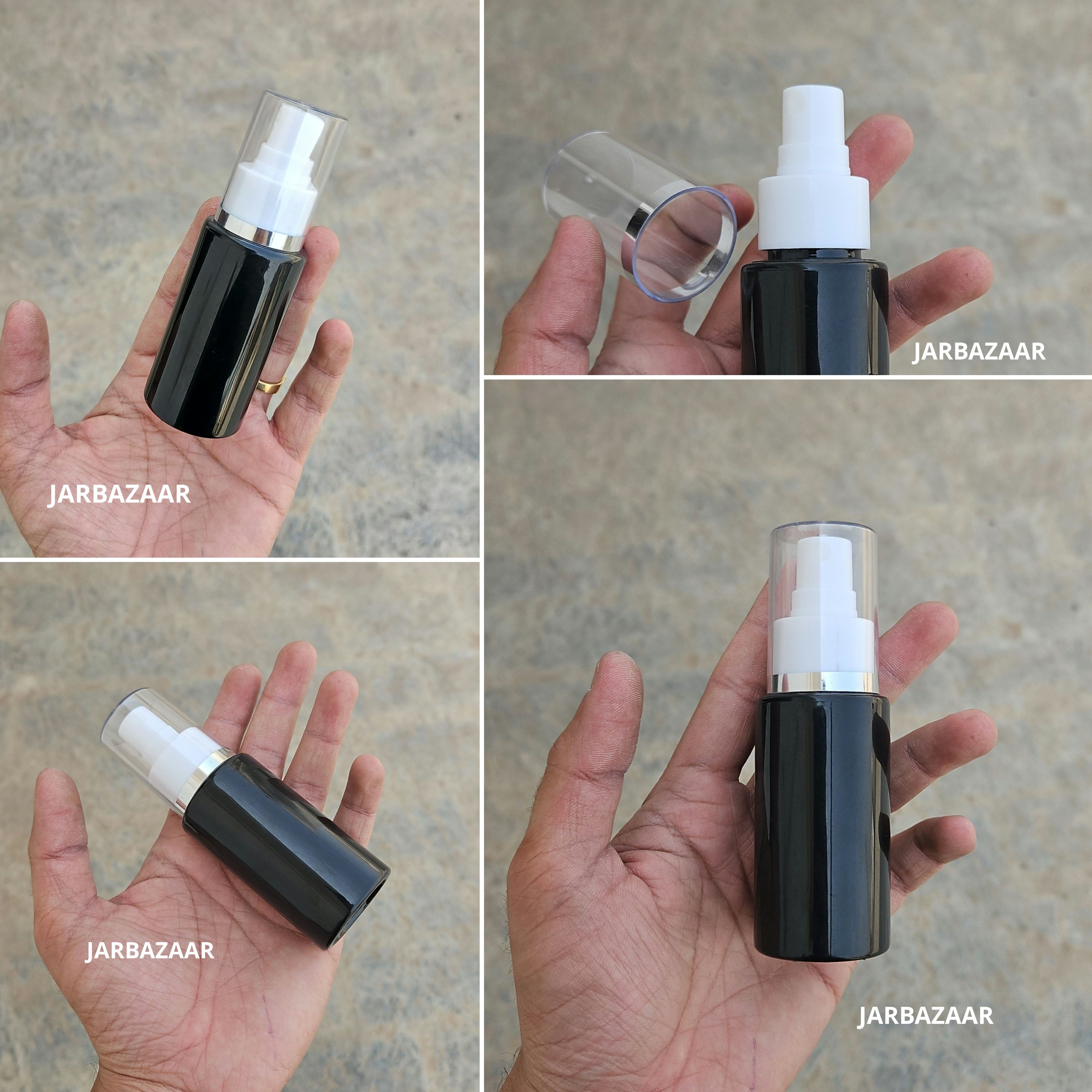 60 Ml Sleek Black Pet Bottle ( With AS Spray Pumps )