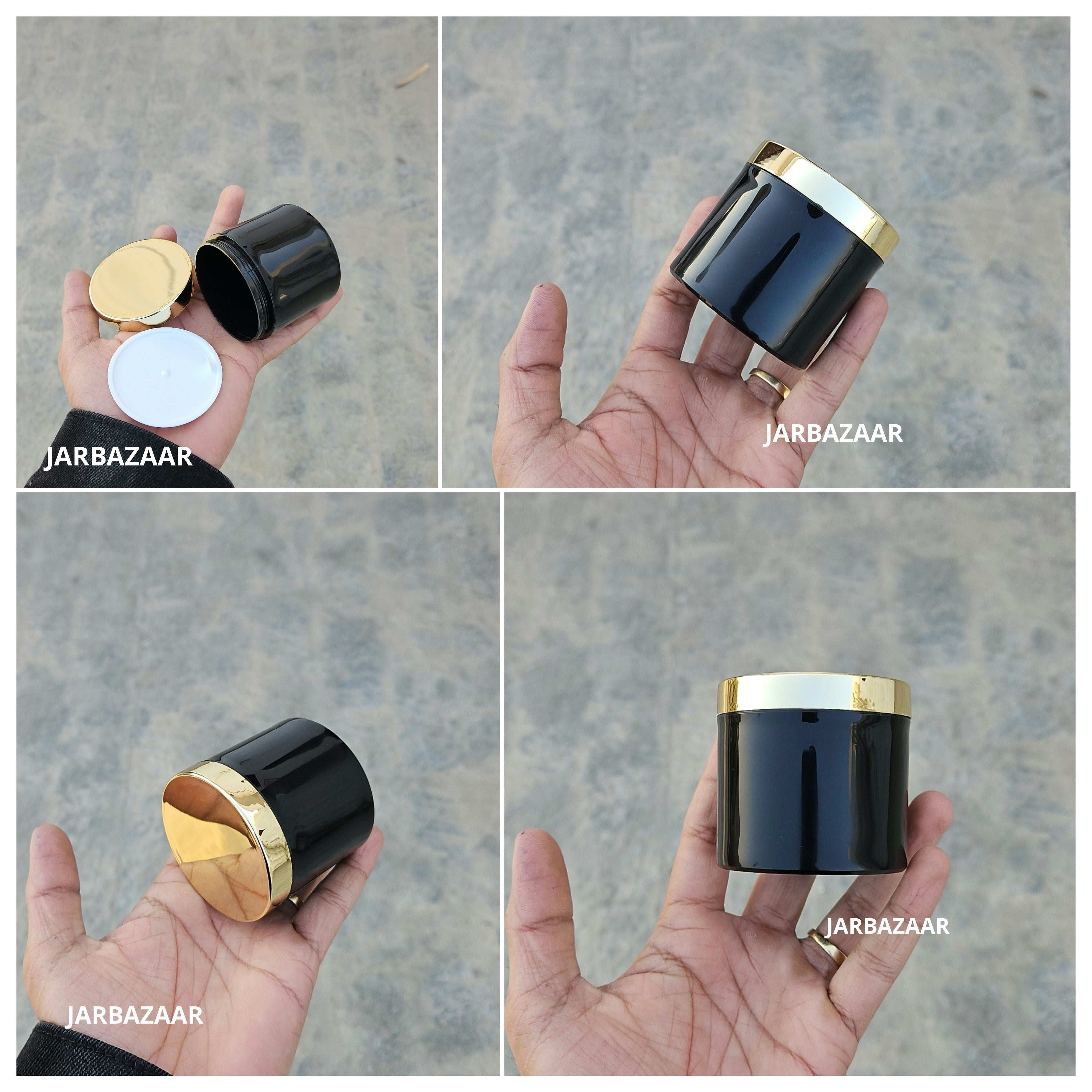 100 Gram Black Plastic Jar (With Golden / Silver cap)