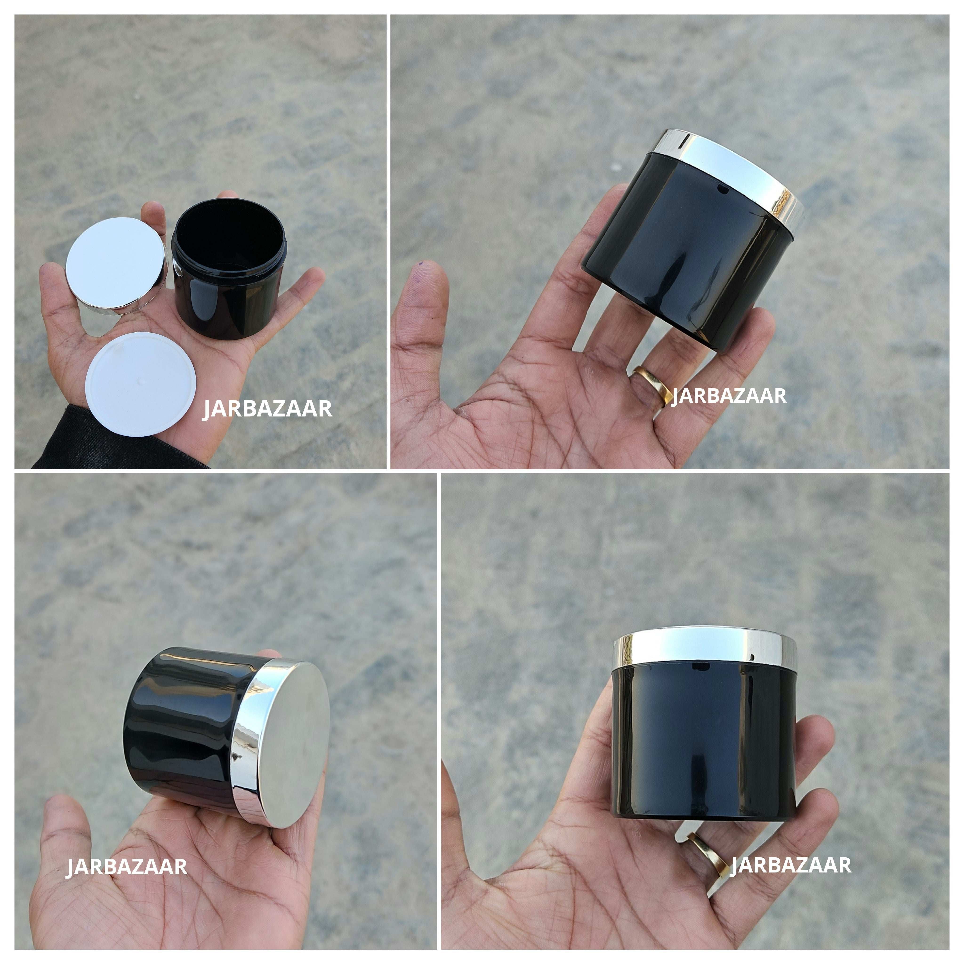 100 Gram Black Plastic Jar (With Golden / Silver cap)