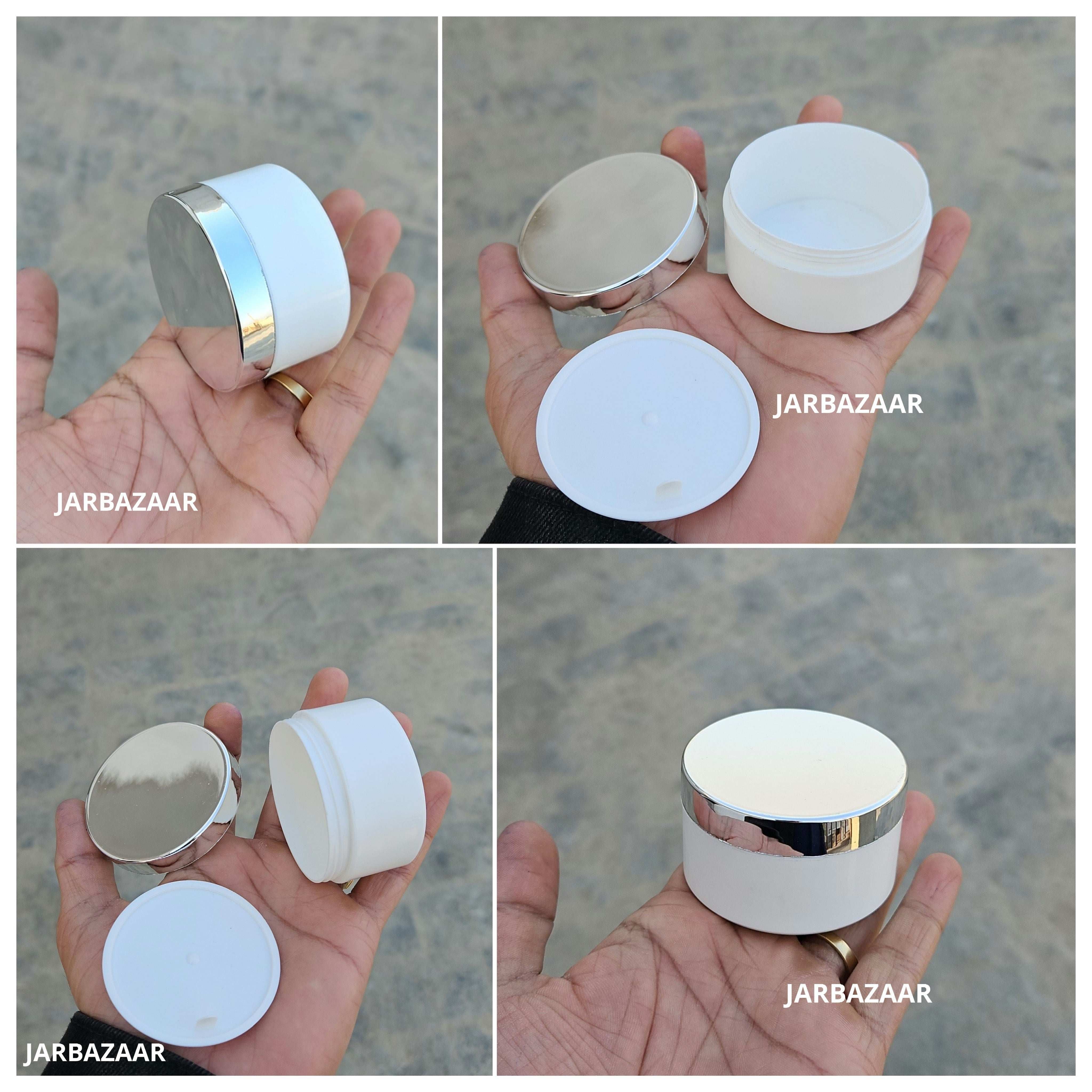 50 Gram White Plastic Jar (With Golden / Silver cap)