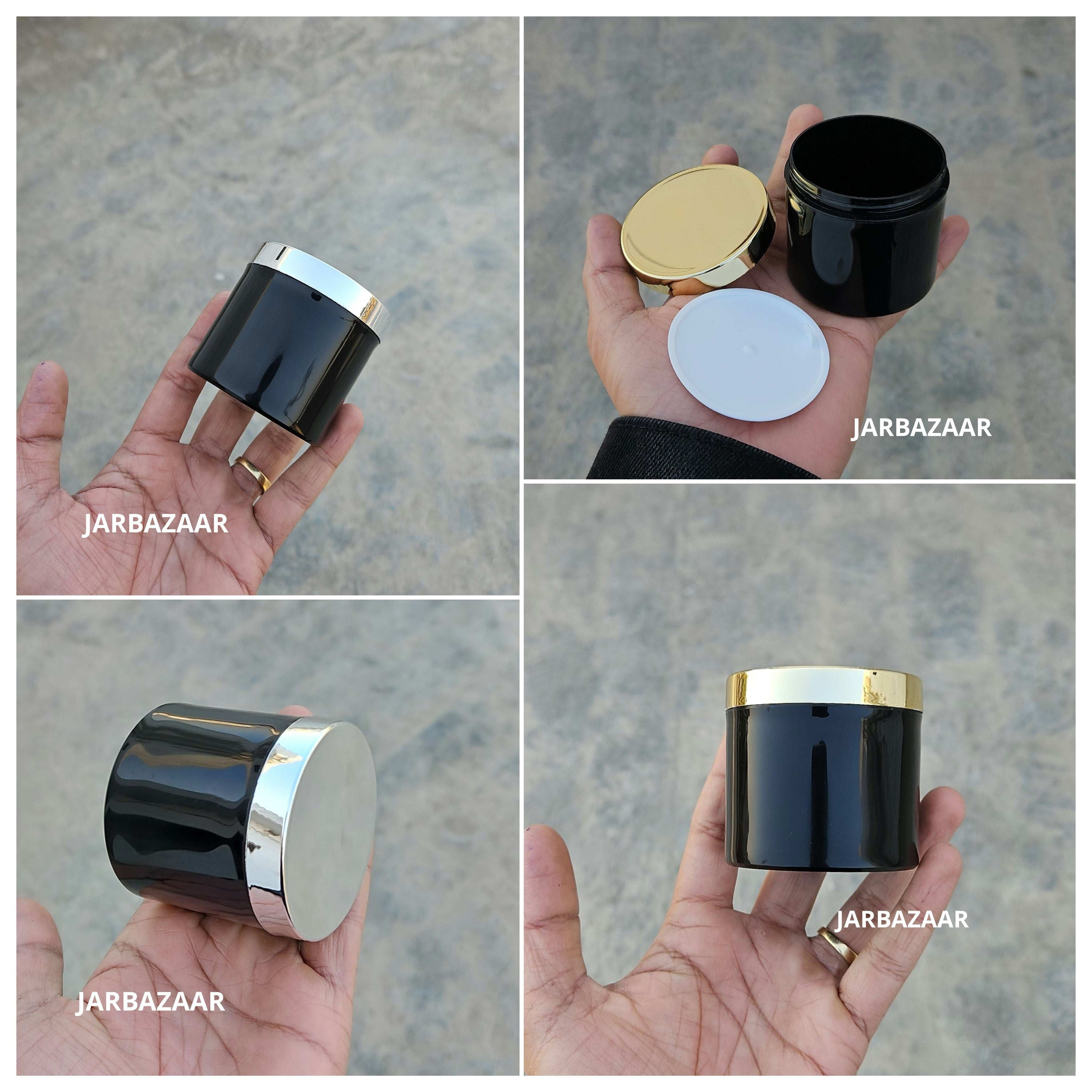 100 Gram Black Plastic Jar (With Golden / Silver cap)