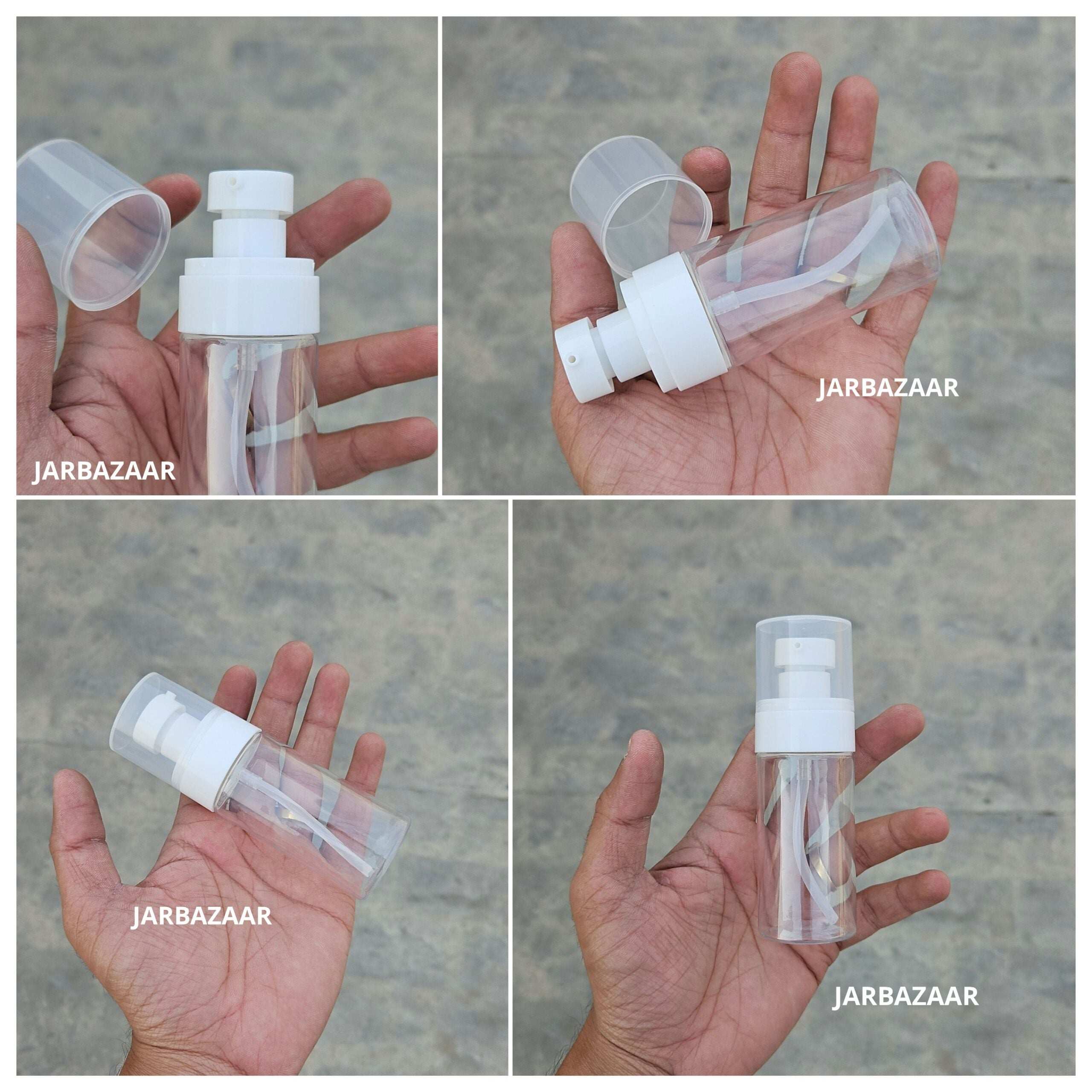 60 ML Transparent Pet Bottle (Wit Bold Lotion Pumps)