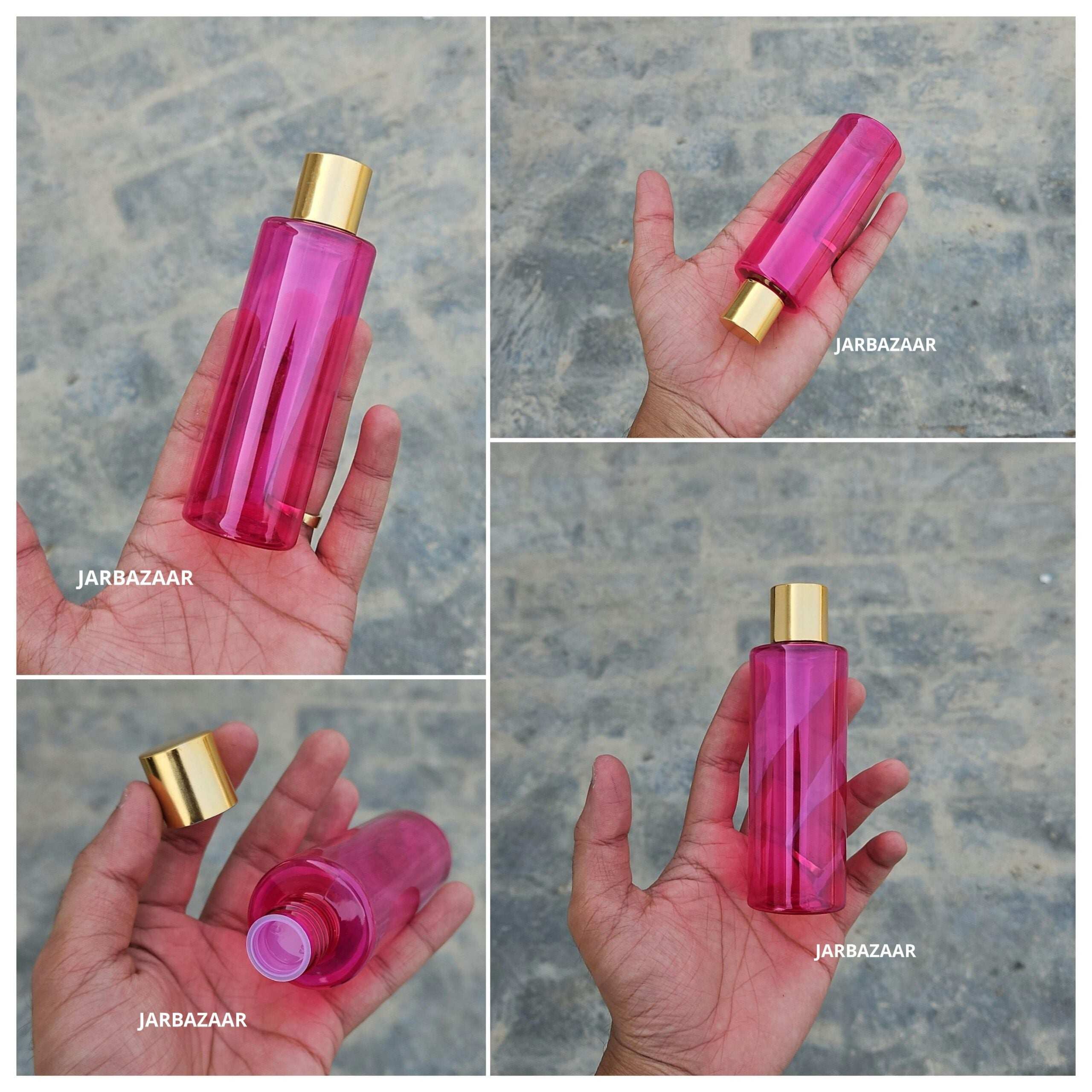 100 ML Gli Pink Oil Bottle (With Golden Cap)