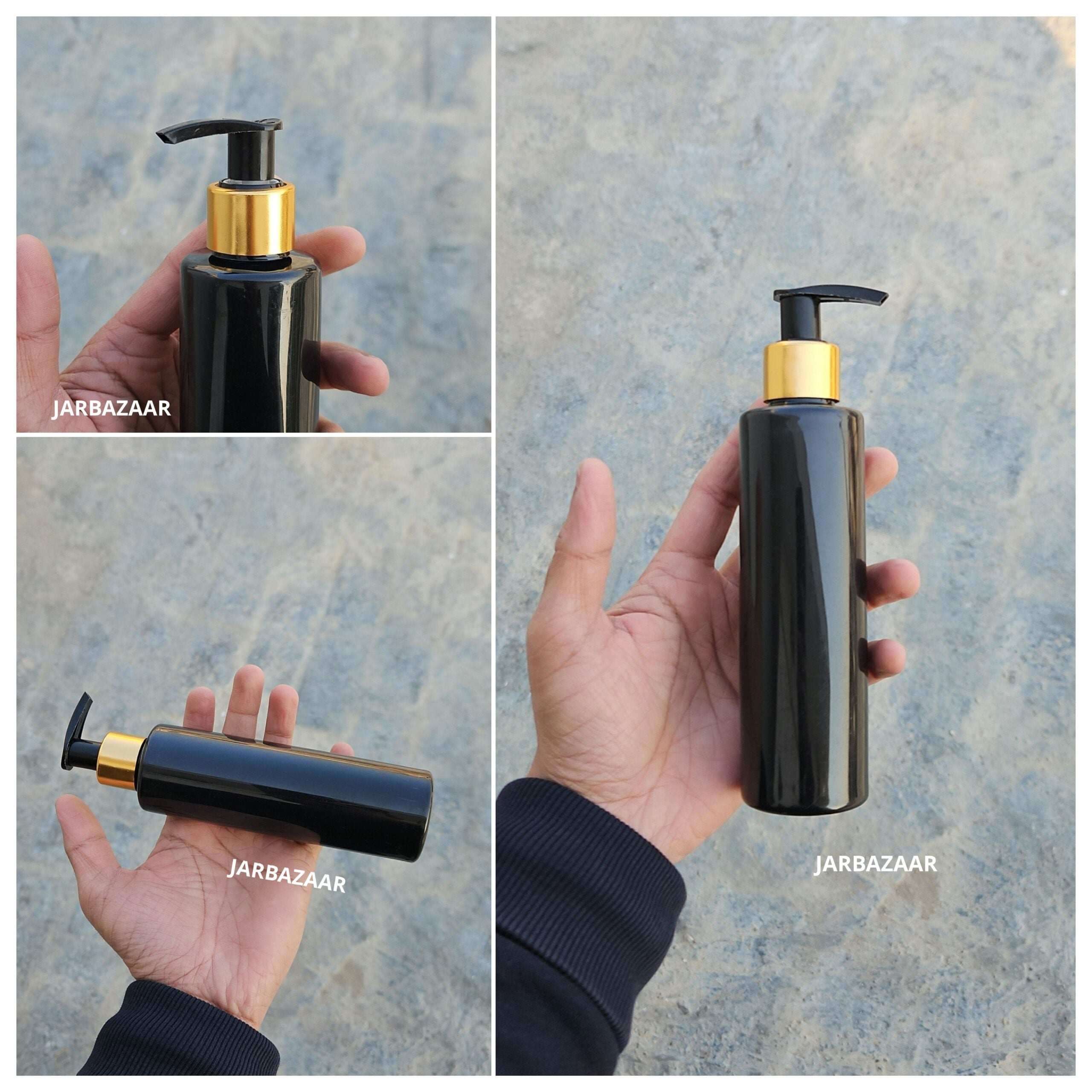 200 ML Sleek Black Dispenser Bottle (Golden Black/Golden White)