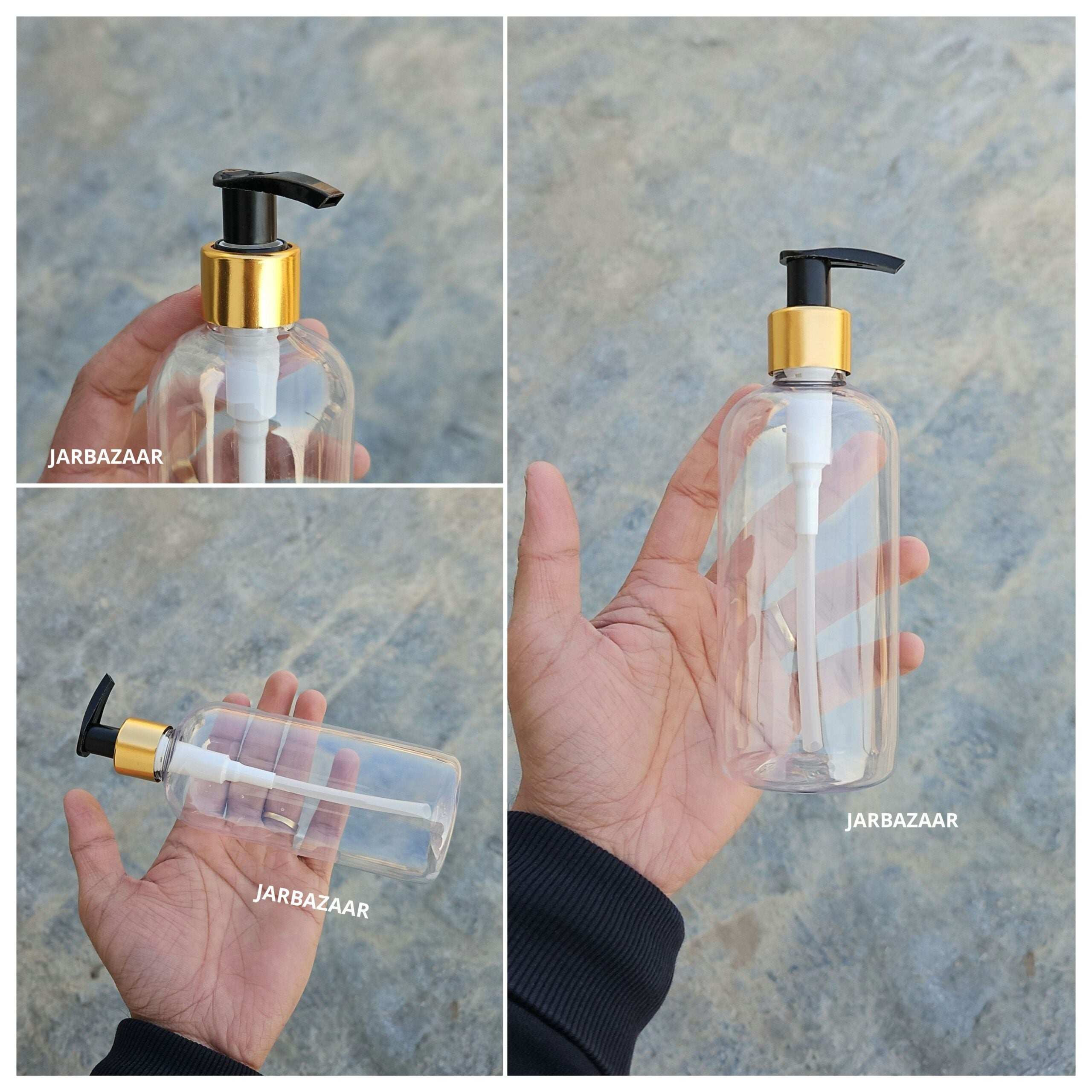 300 ML Transparent Boston Dispenser Bottle (Golden Black/Golden White)