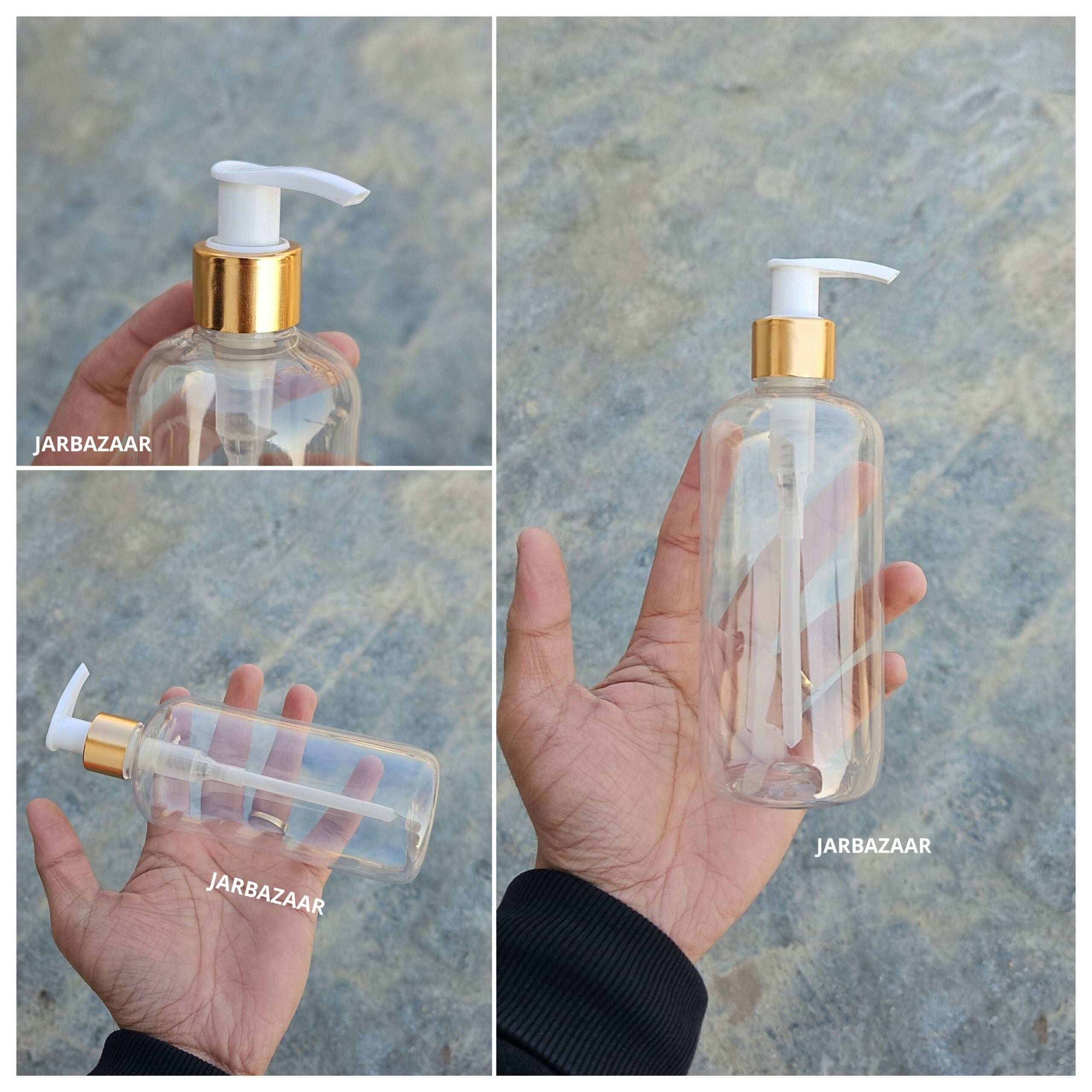 300 ML Transparent Boston Dispenser Bottle (Golden Black/Golden White)