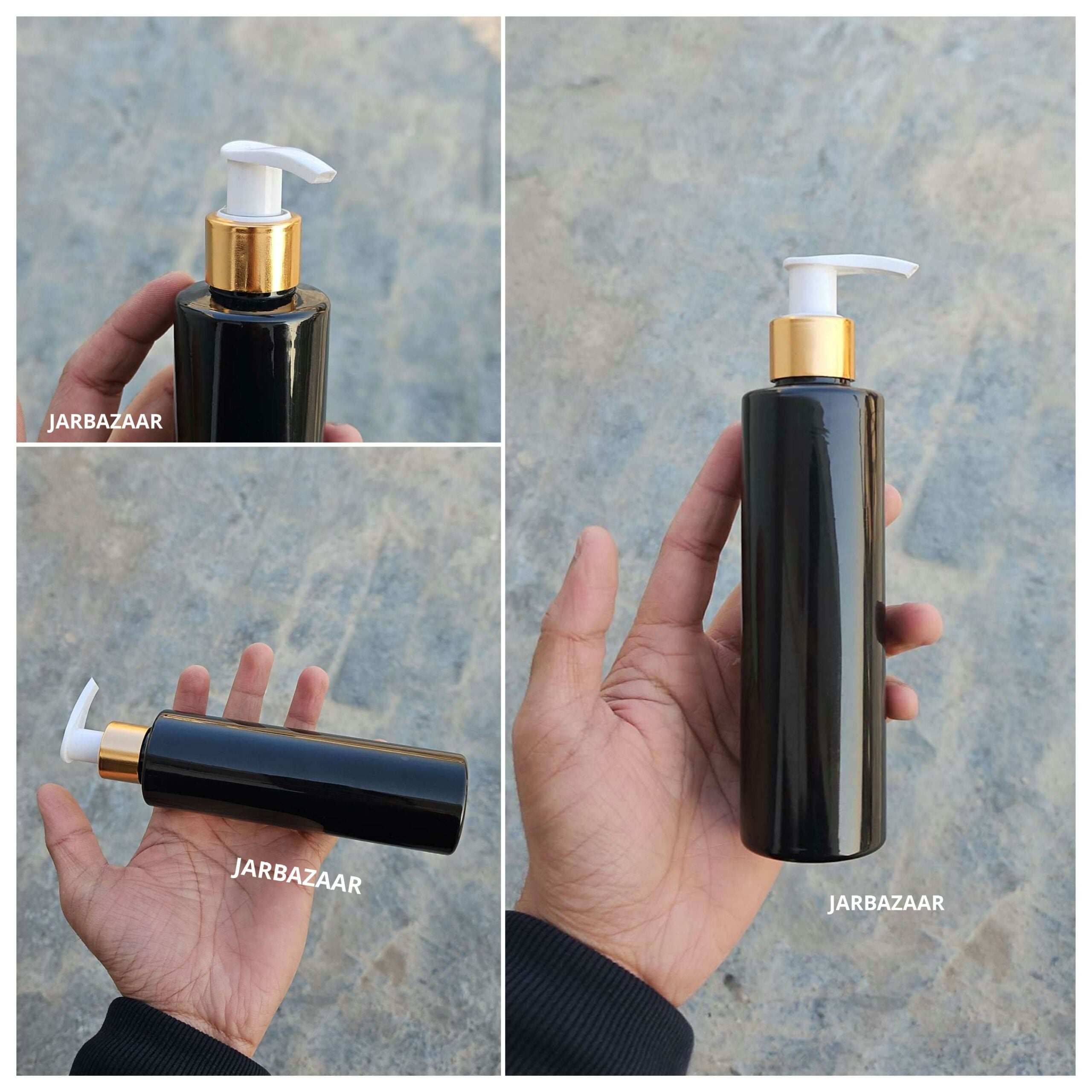 200 ML Sleek Black Dispenser Bottle (Golden Black/Golden White)