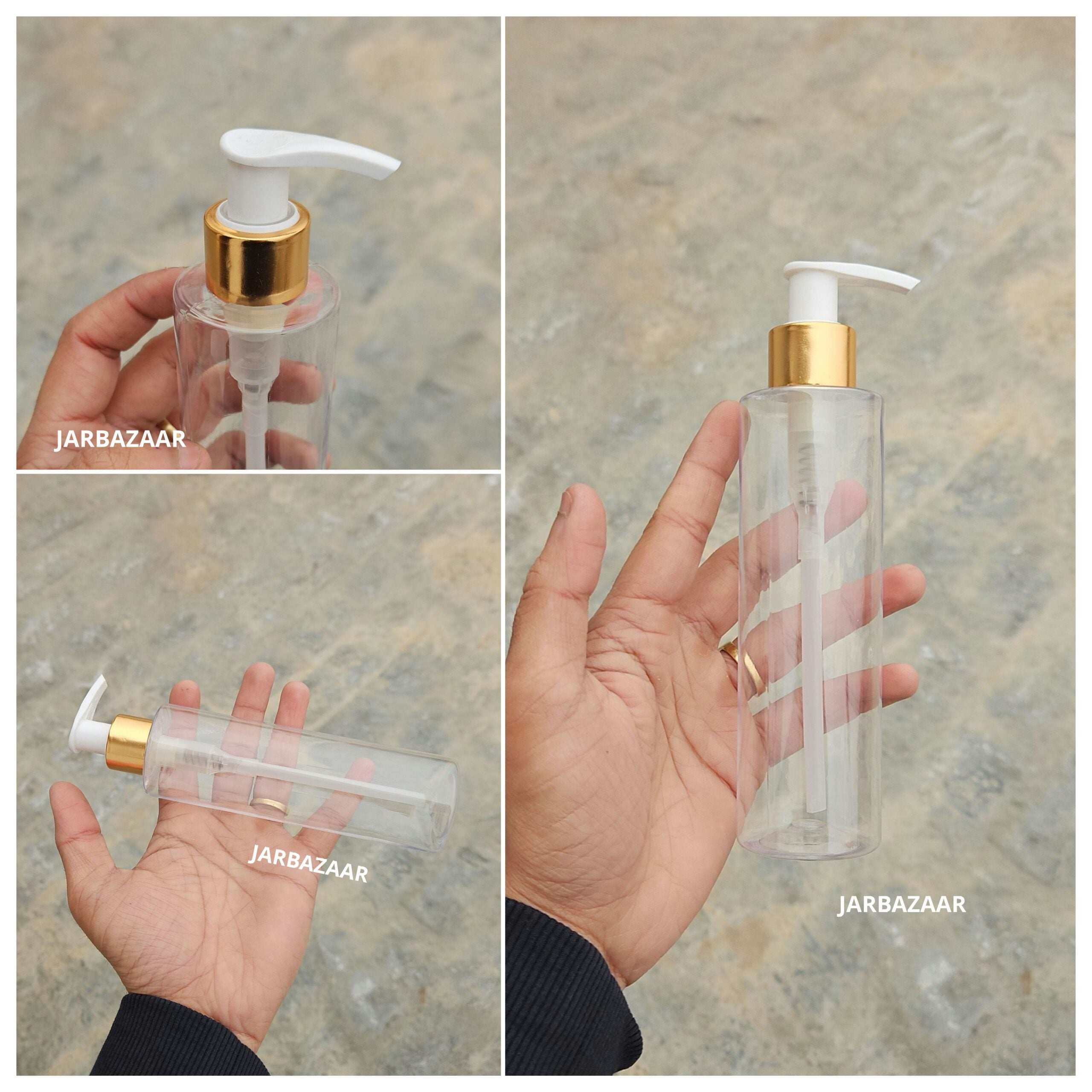 200 ML Sleek Transparent Dispenser Bottle (Golden Black/Golden White)