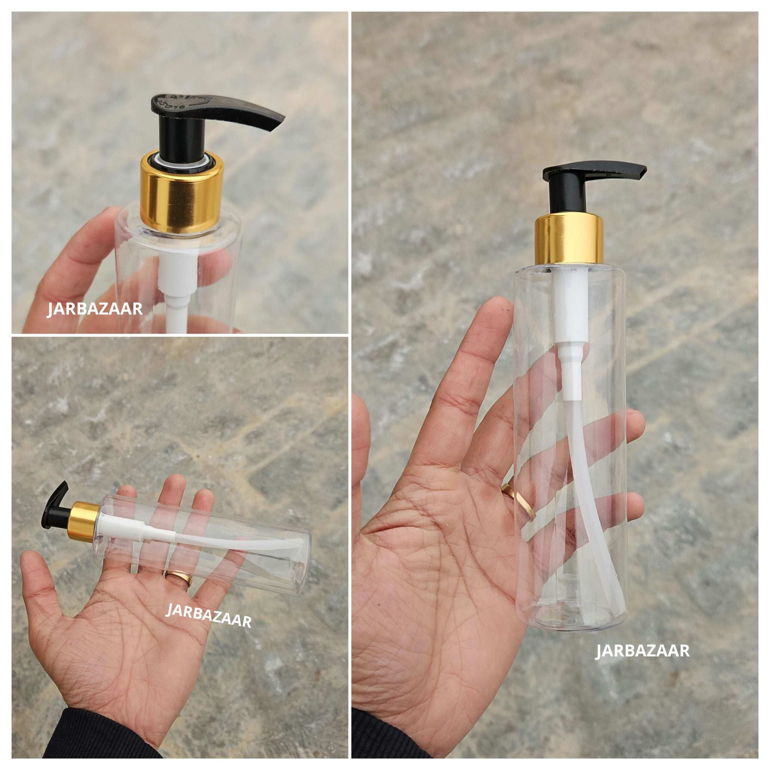 200 ML Sleek Transparent Dispenser Bottle (Golden Black/Golden White)