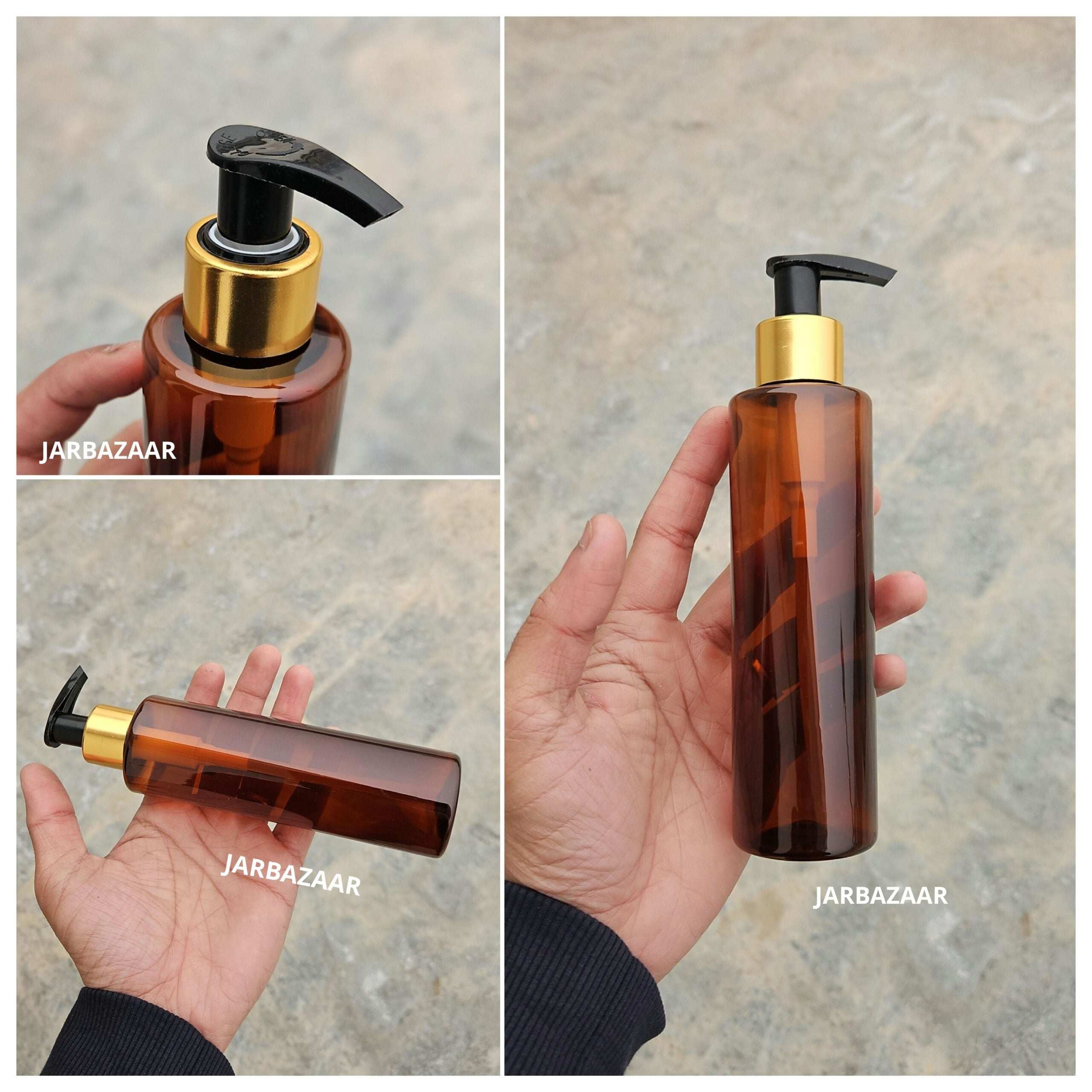 200 ML Sleek Amber Dispenser Bottle (Golden Black/Golden White)