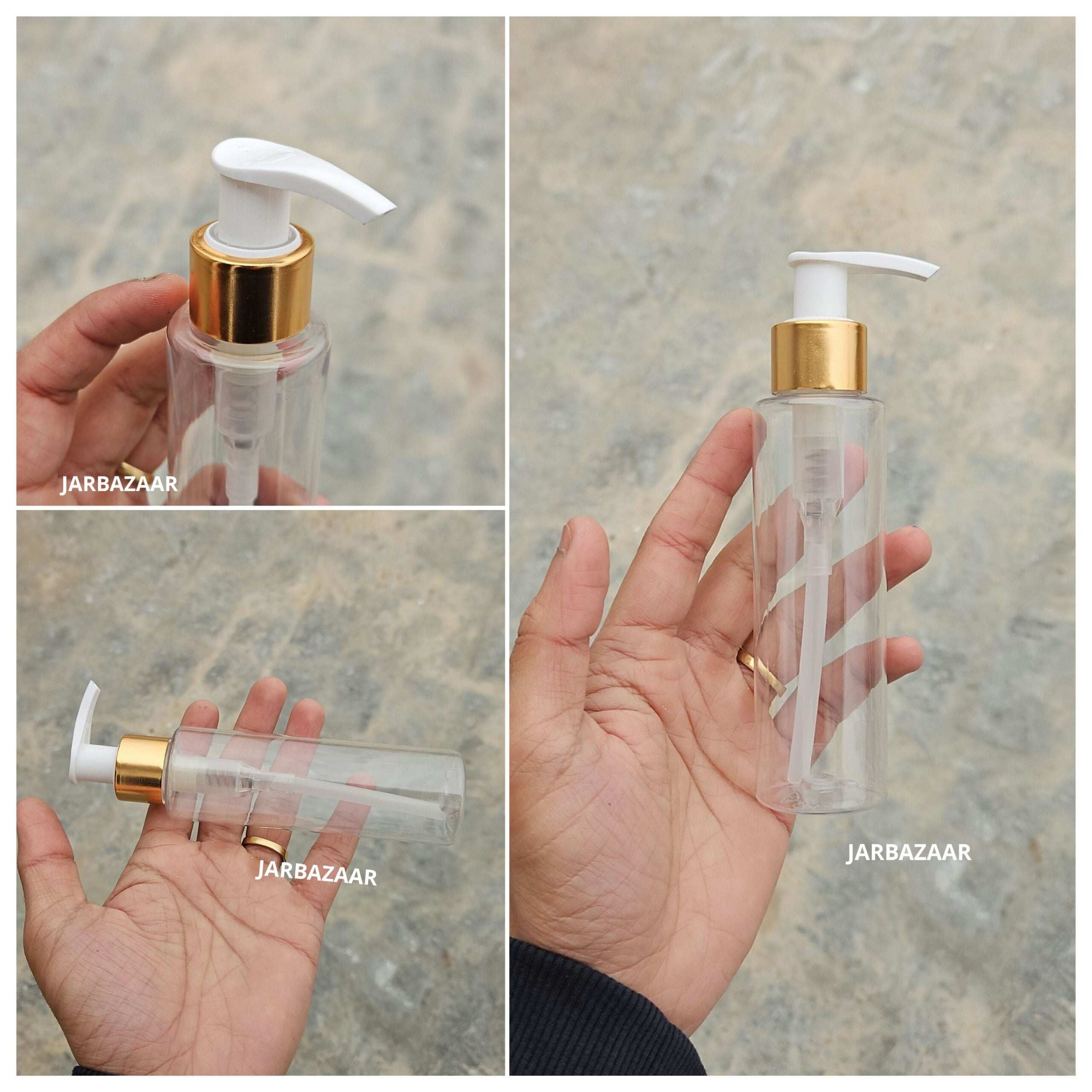 100 ML Sleek Transparent Dispenser Bottle (Golden Black/Golden White)