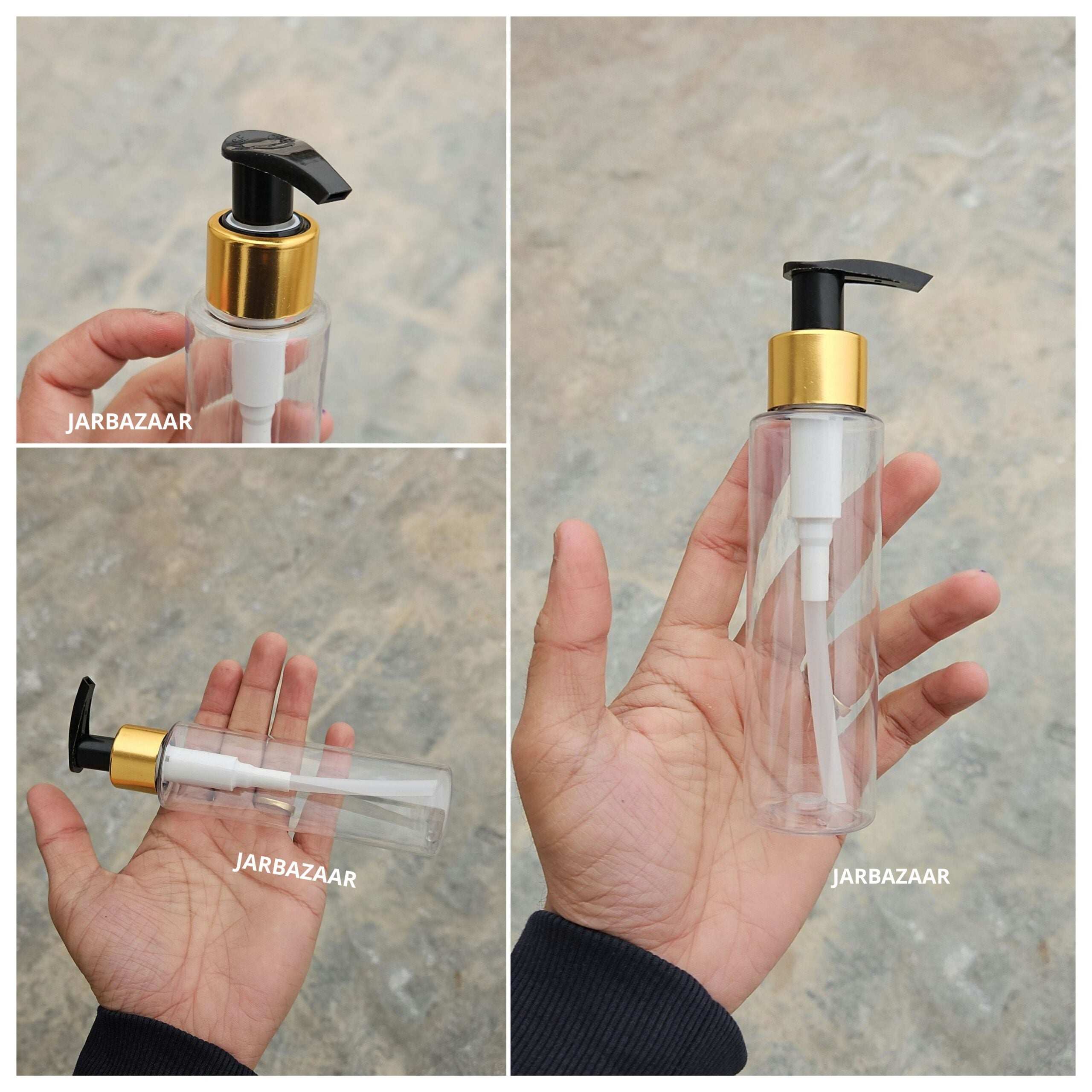 100 ML Sleek Transparent Dispenser Bottle (Golden Black/Golden White)