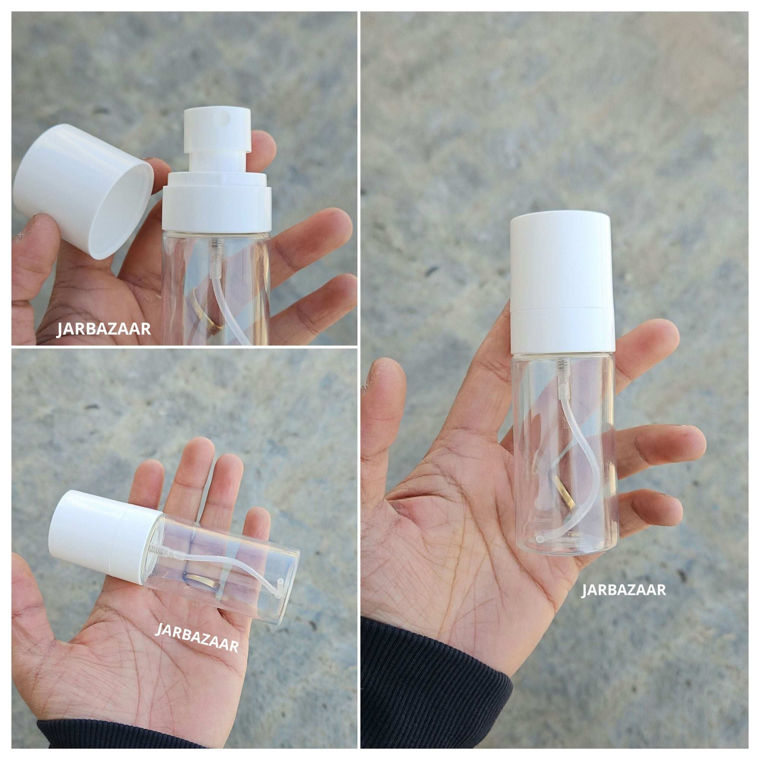 60 ML Transparent Pet Bottle (With Opaque Bold Spray Pumps)
