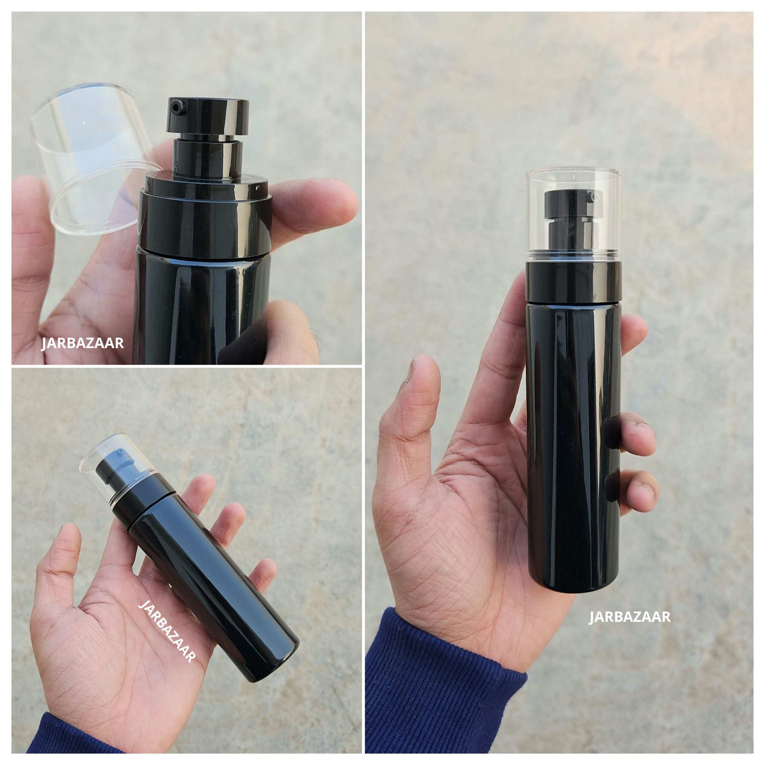 100 ML Black Pet Bottle (With Opaque Bold Lotion Pumps)