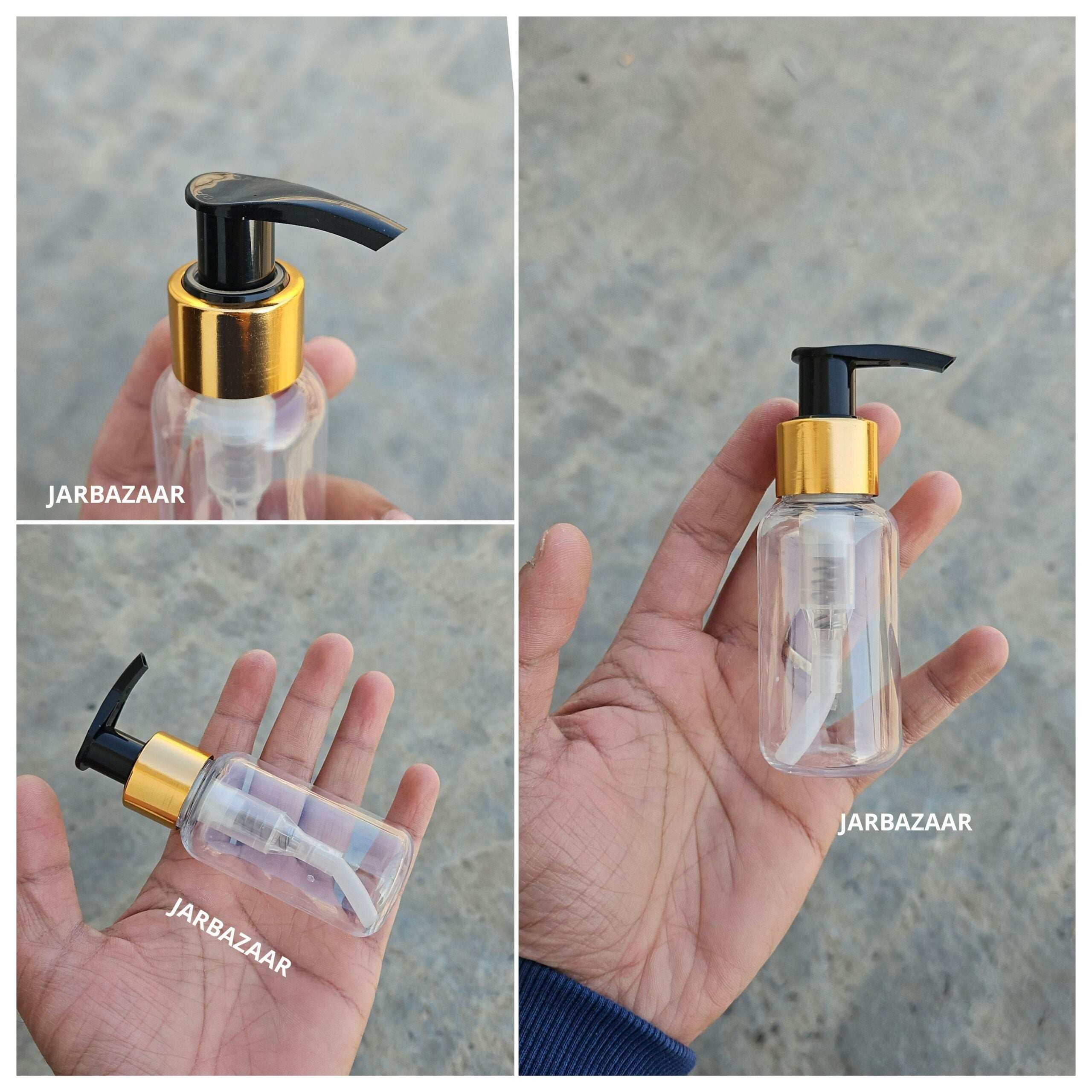 50 ML Transparent Boston Dispenser Bottle (Golden Black/Golden White)