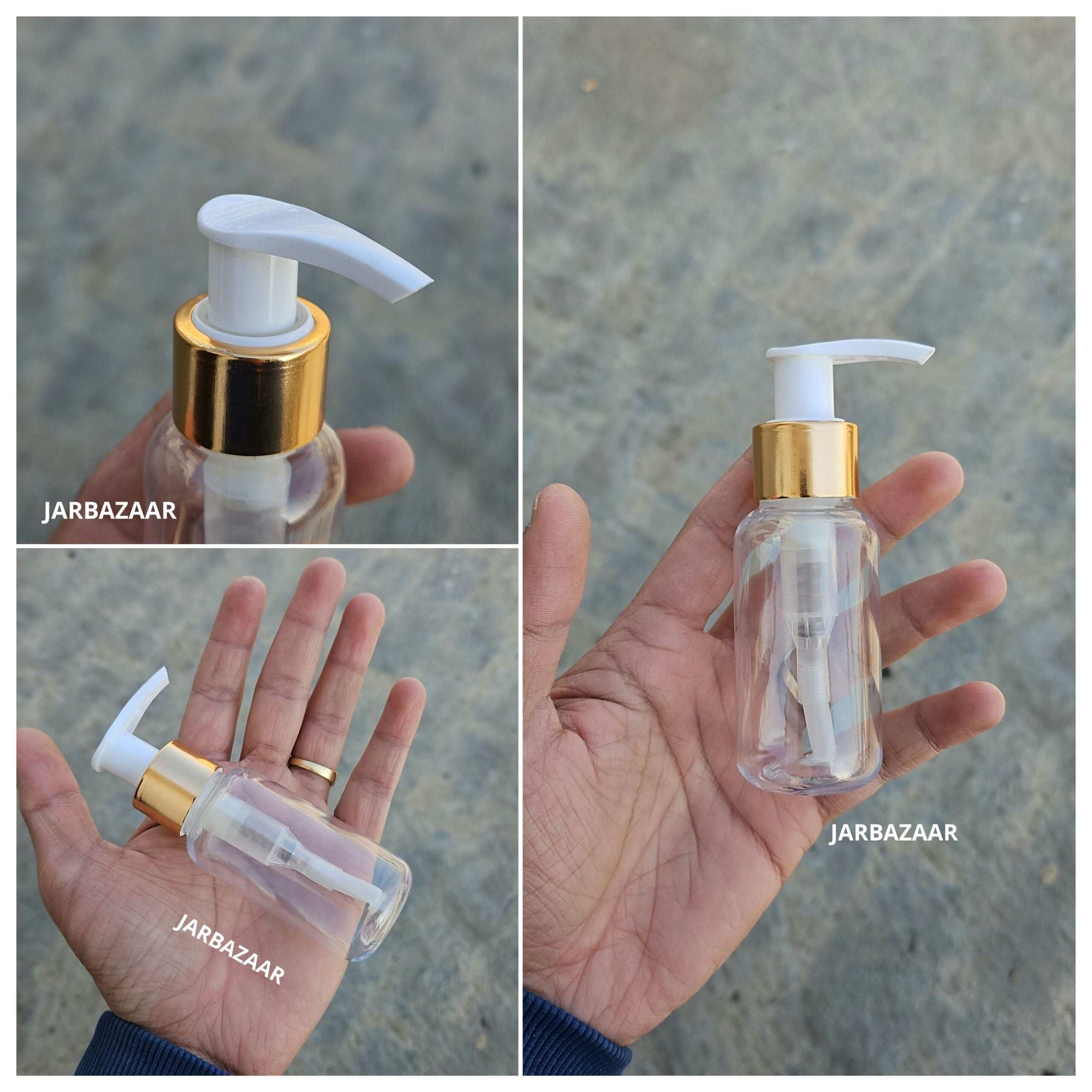 50 ML Transparent Boston Dispenser Bottle (Golden Black/Golden White)