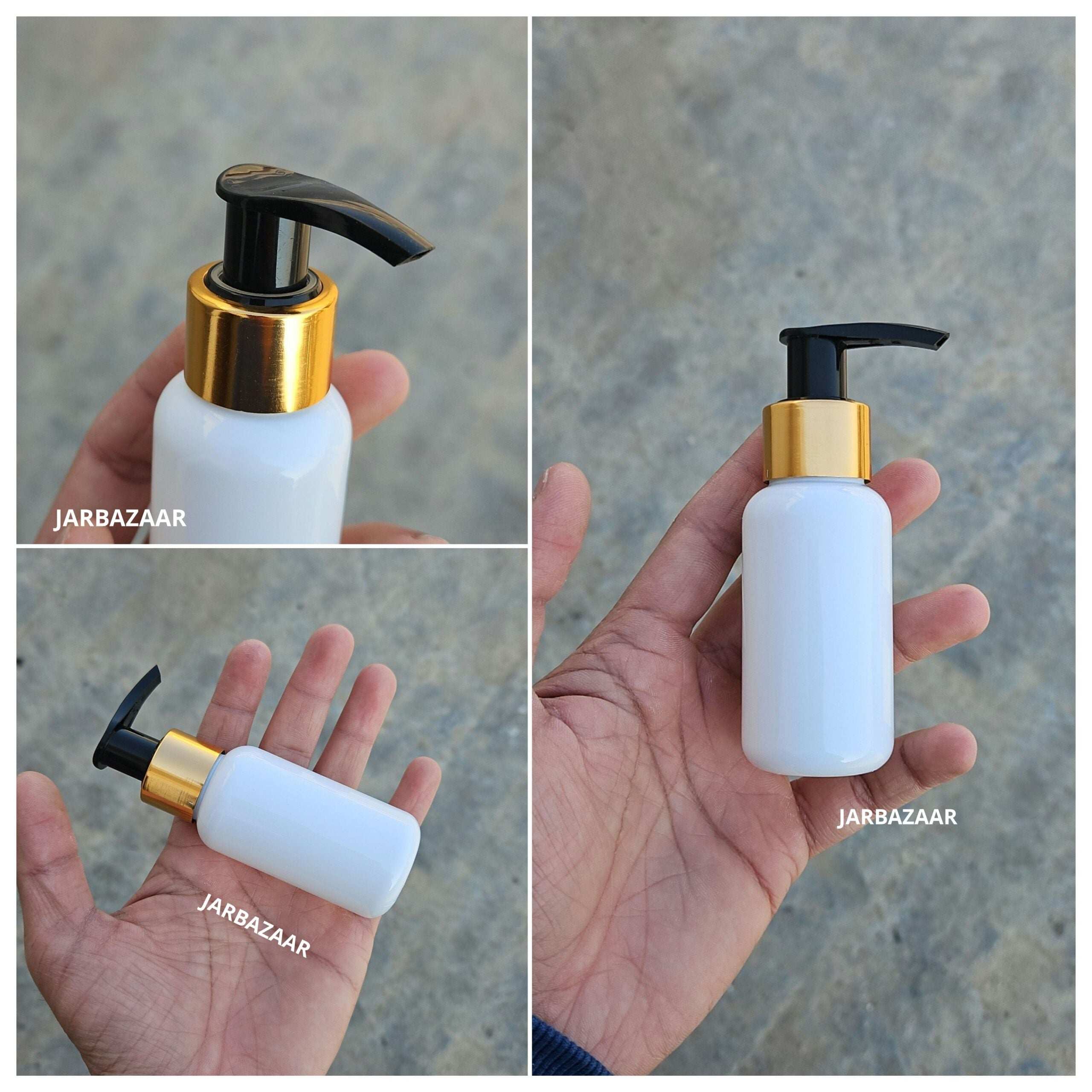 50 ML White Boston Dispenser Bottle (Golden Black/Golden White)