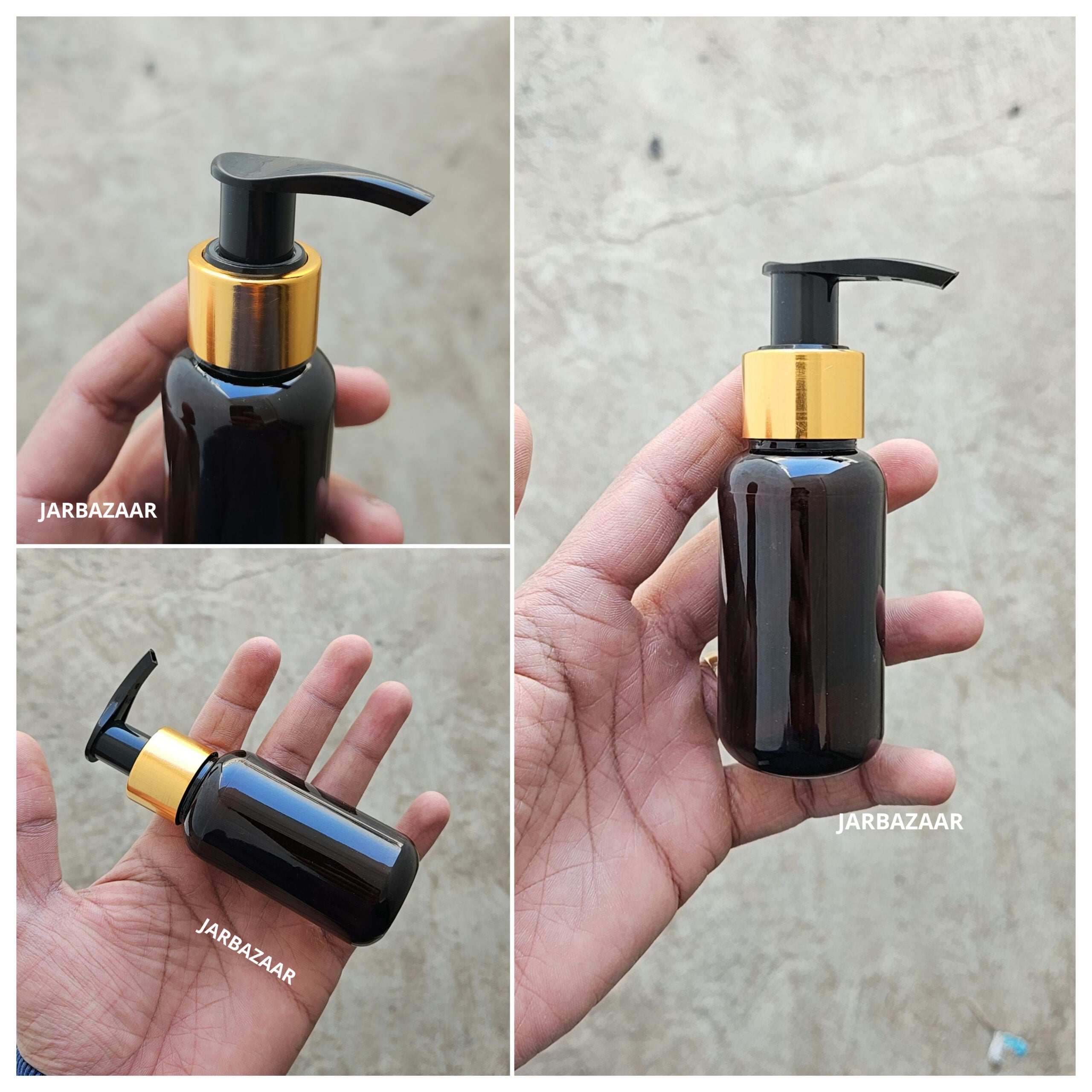 50 ML Amber Boston Dispenser Bottle (Golden Black/Golden White)